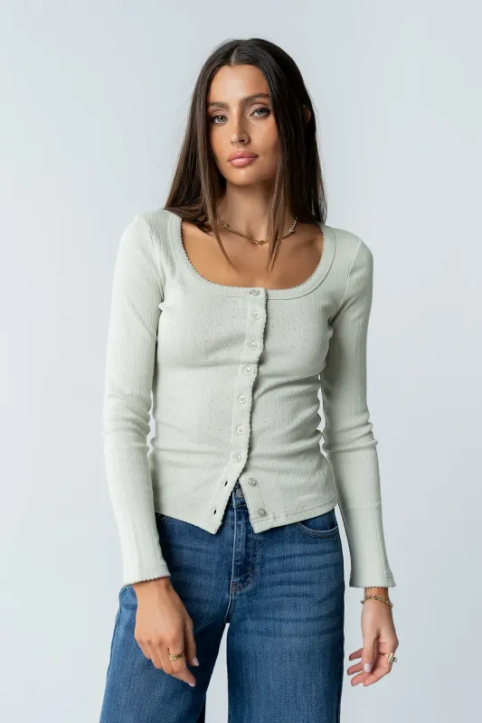 Pura Knit Top in Green made by bohme