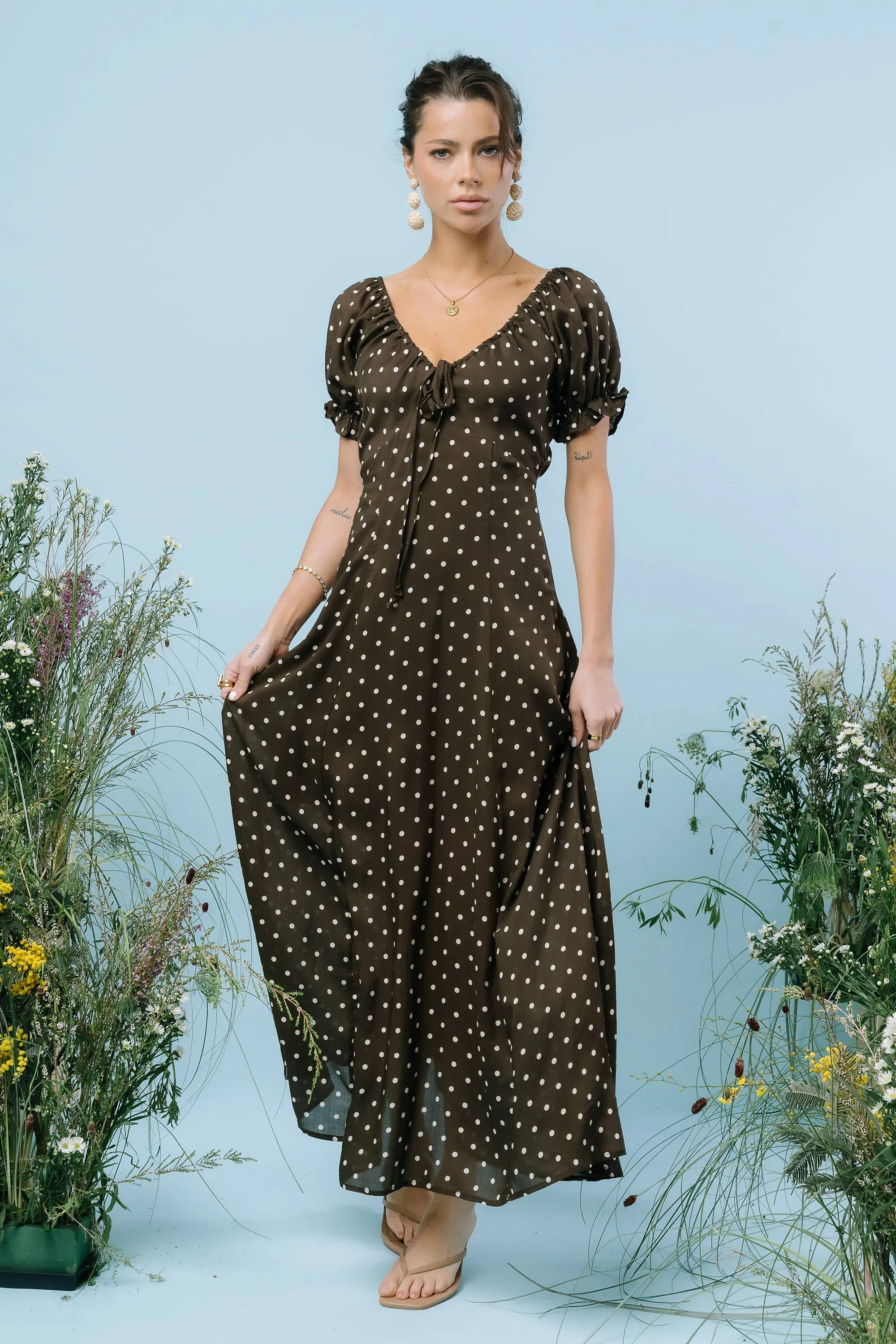 Julianna Polka Dot Maxi Dress sold by bohme product image thumbnail 5