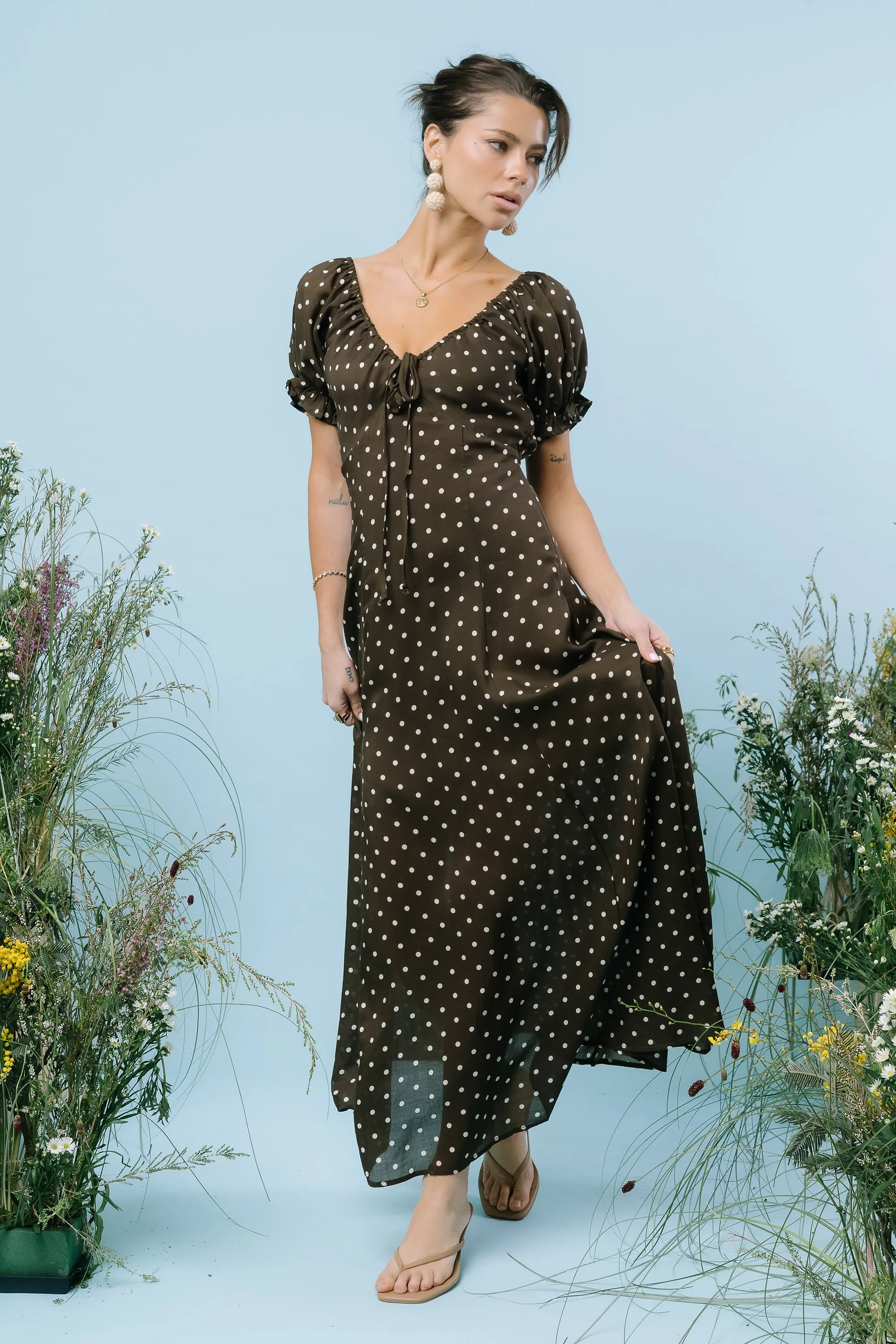 Julianna Polka Dot Maxi Dress sold by bohme product image thumbnail 3