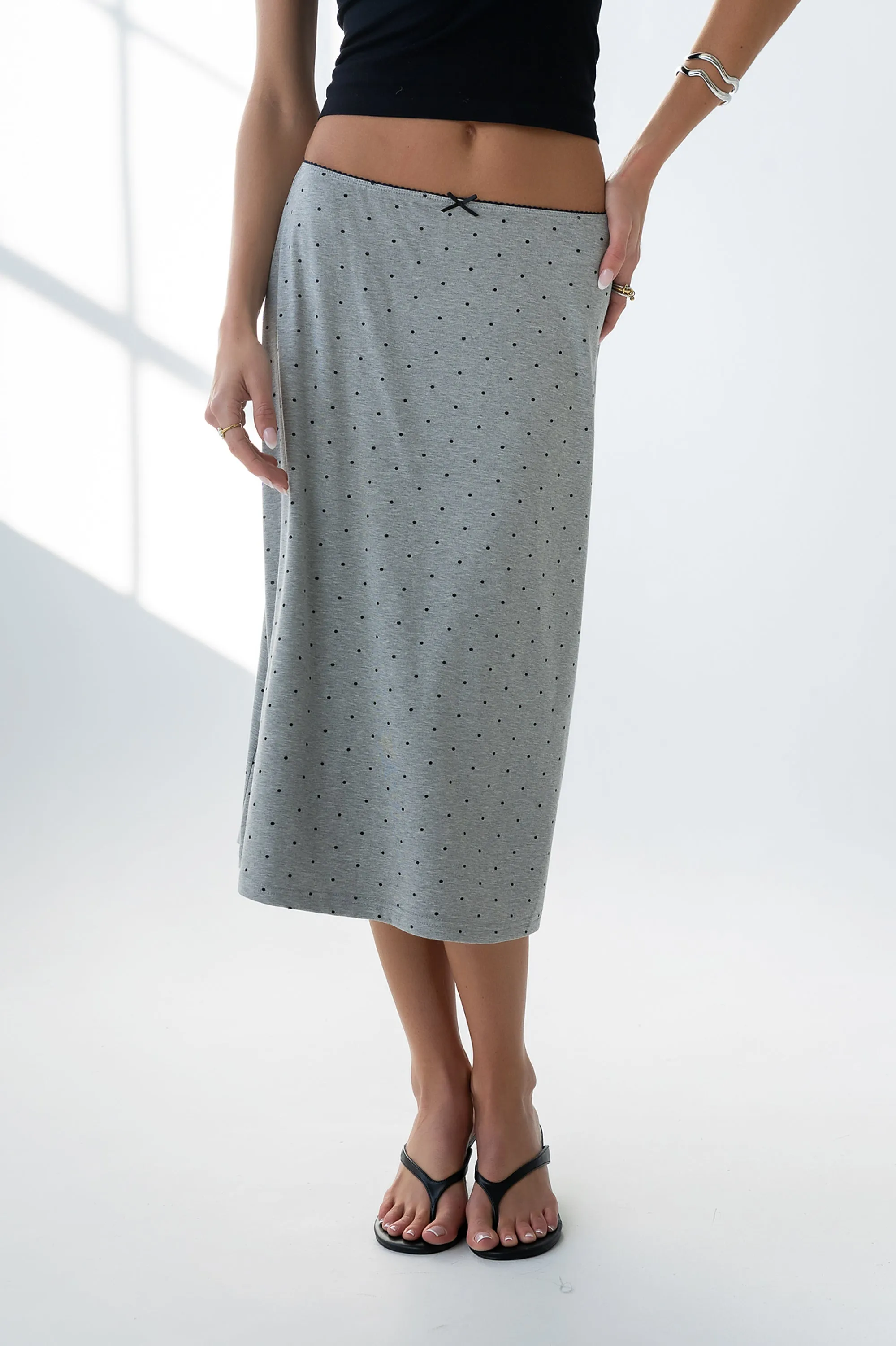 Jordyn Polka Dot Skirt in Heather Grey sold by bohme product image thumbnail 4