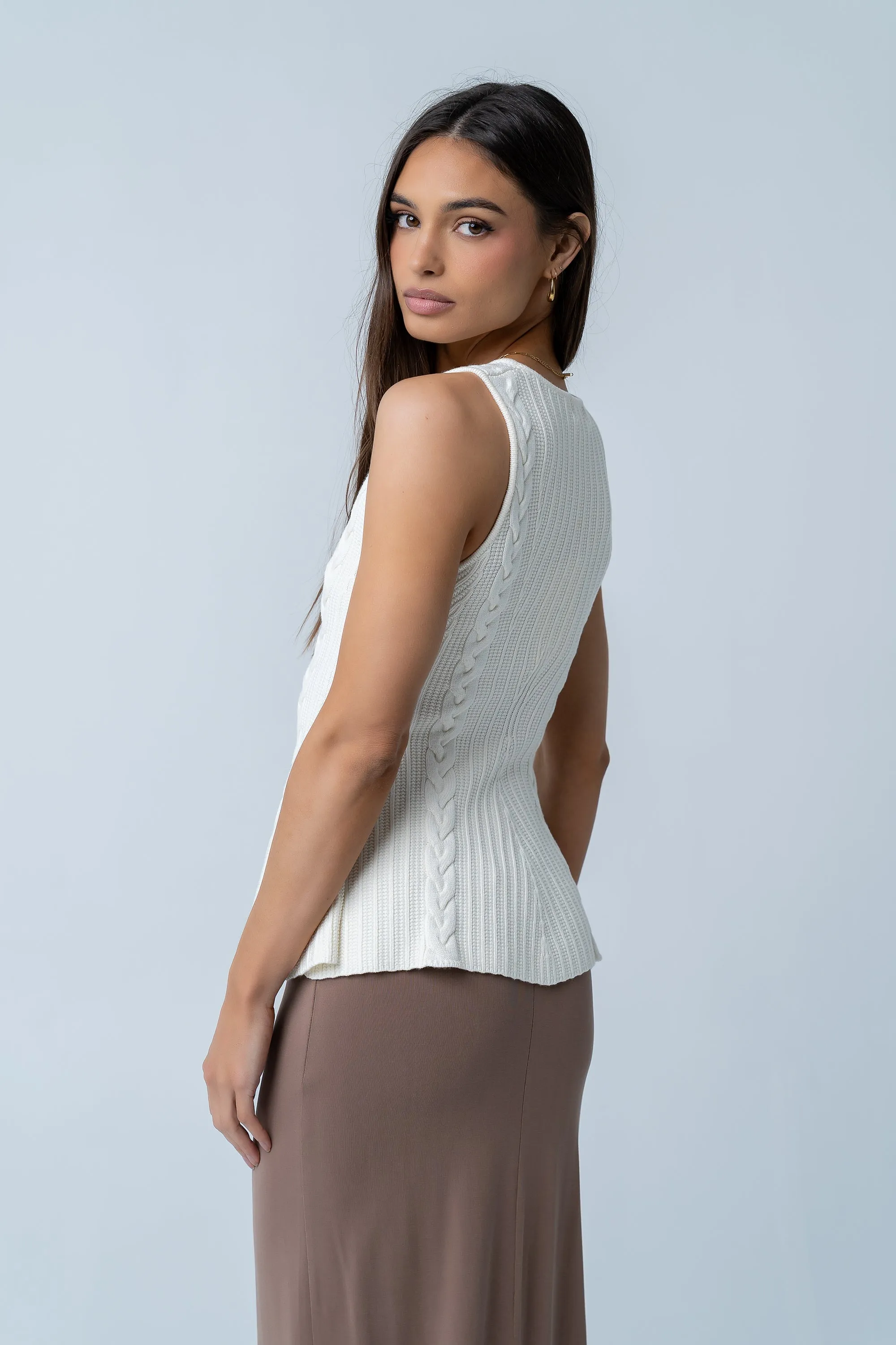 Nona Cable Knit Tank Top sold by bohme product image thumbnail 4