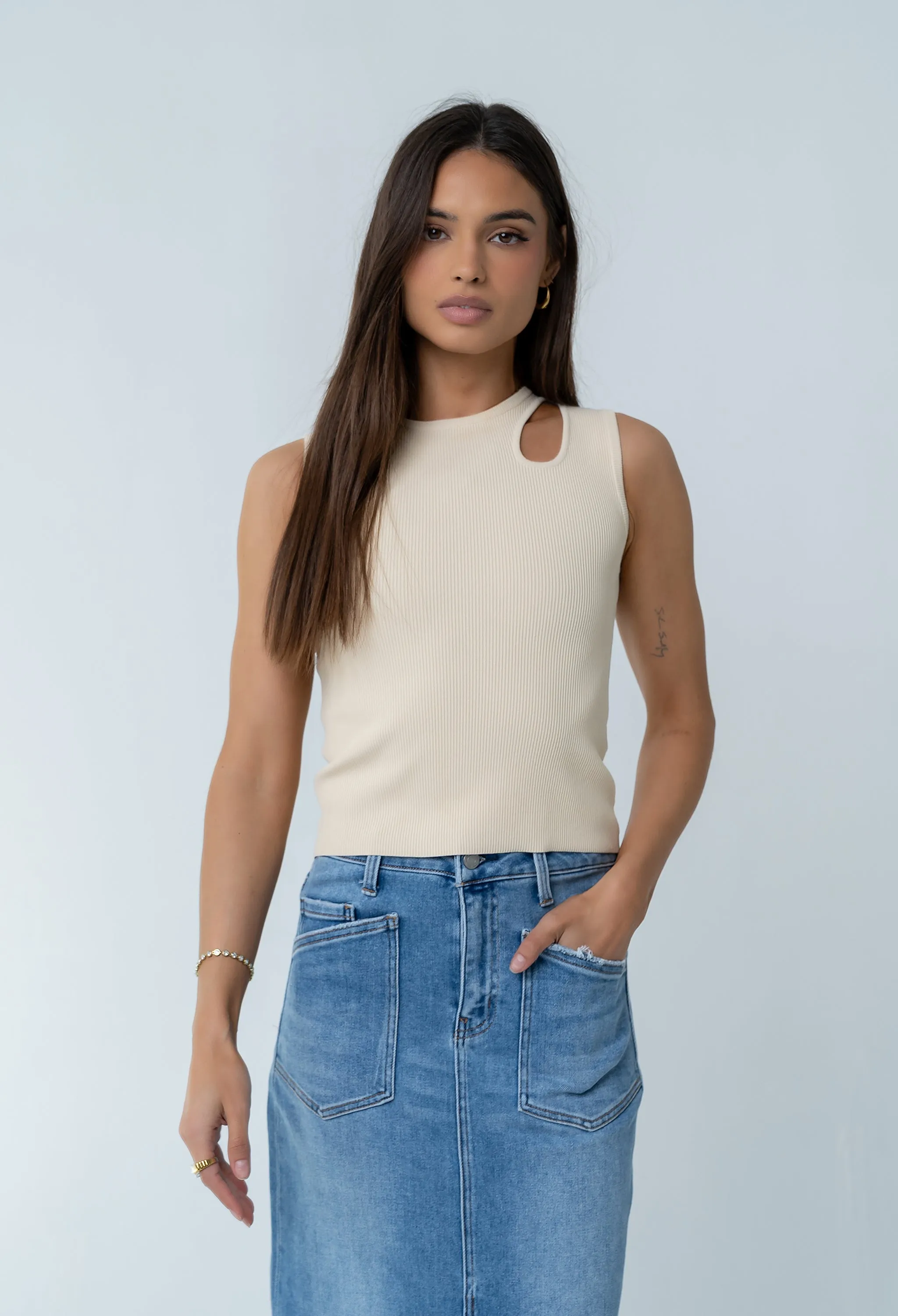 Ollie Cutout Tank Top in Yellow sold by bohme product image thumbnail 3