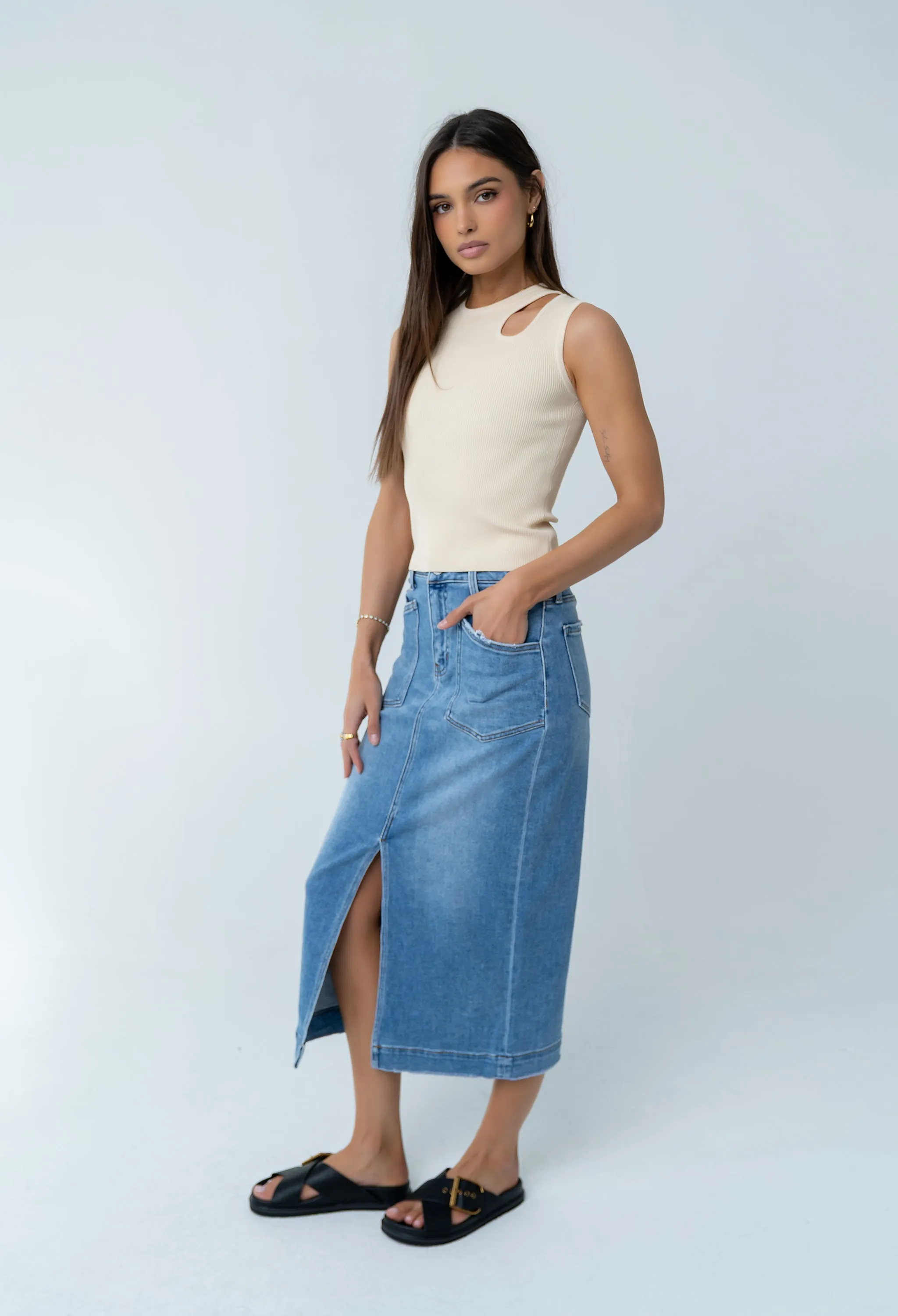 Ollie Cutout Tank Top in Yellow sold by bohme product image thumbnail 2