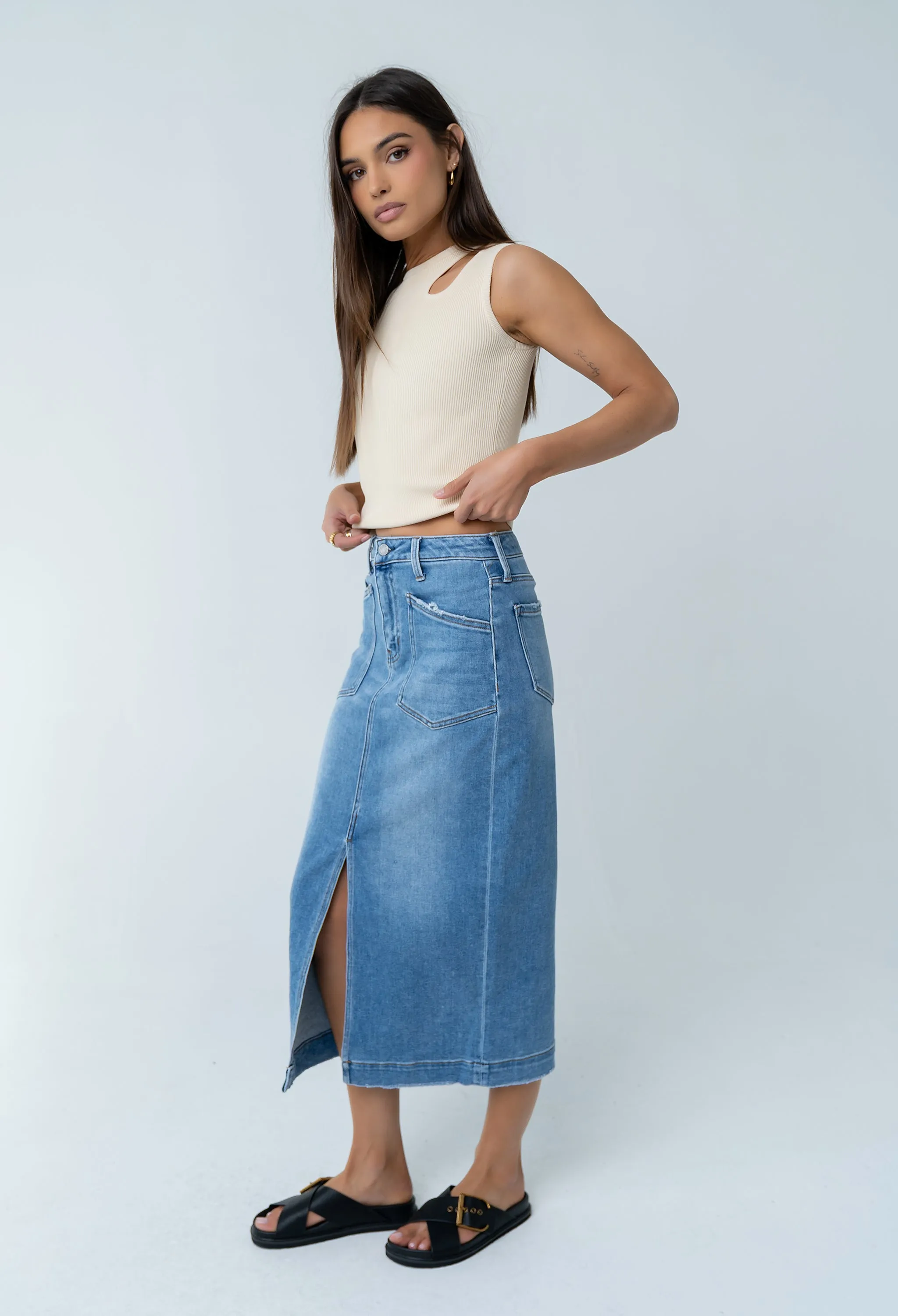 Landry Denim Midi Skirt sold by bohme product image thumbnail 5