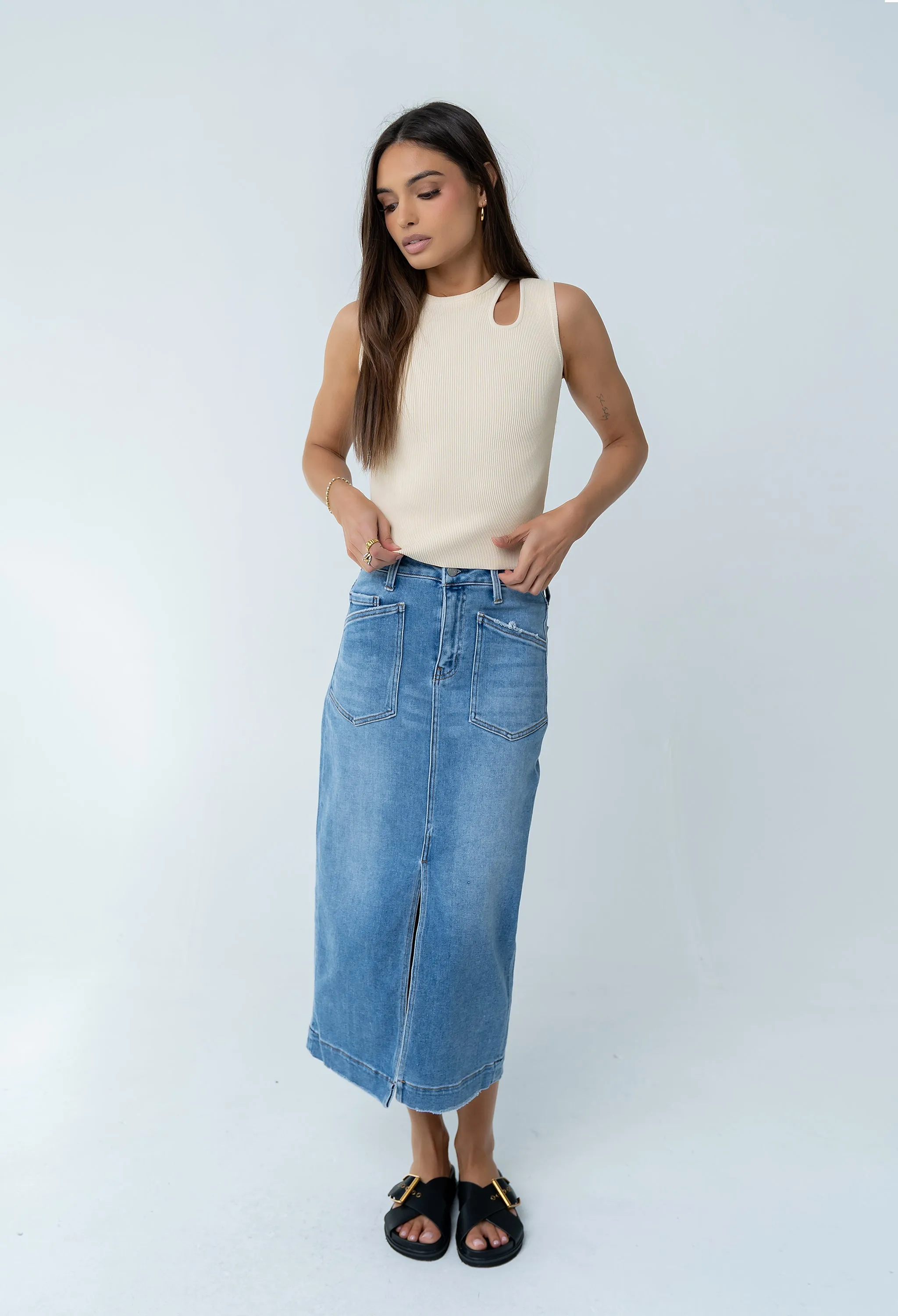Landry Denim Midi Skirt sold by bohme product image thumbnail 4