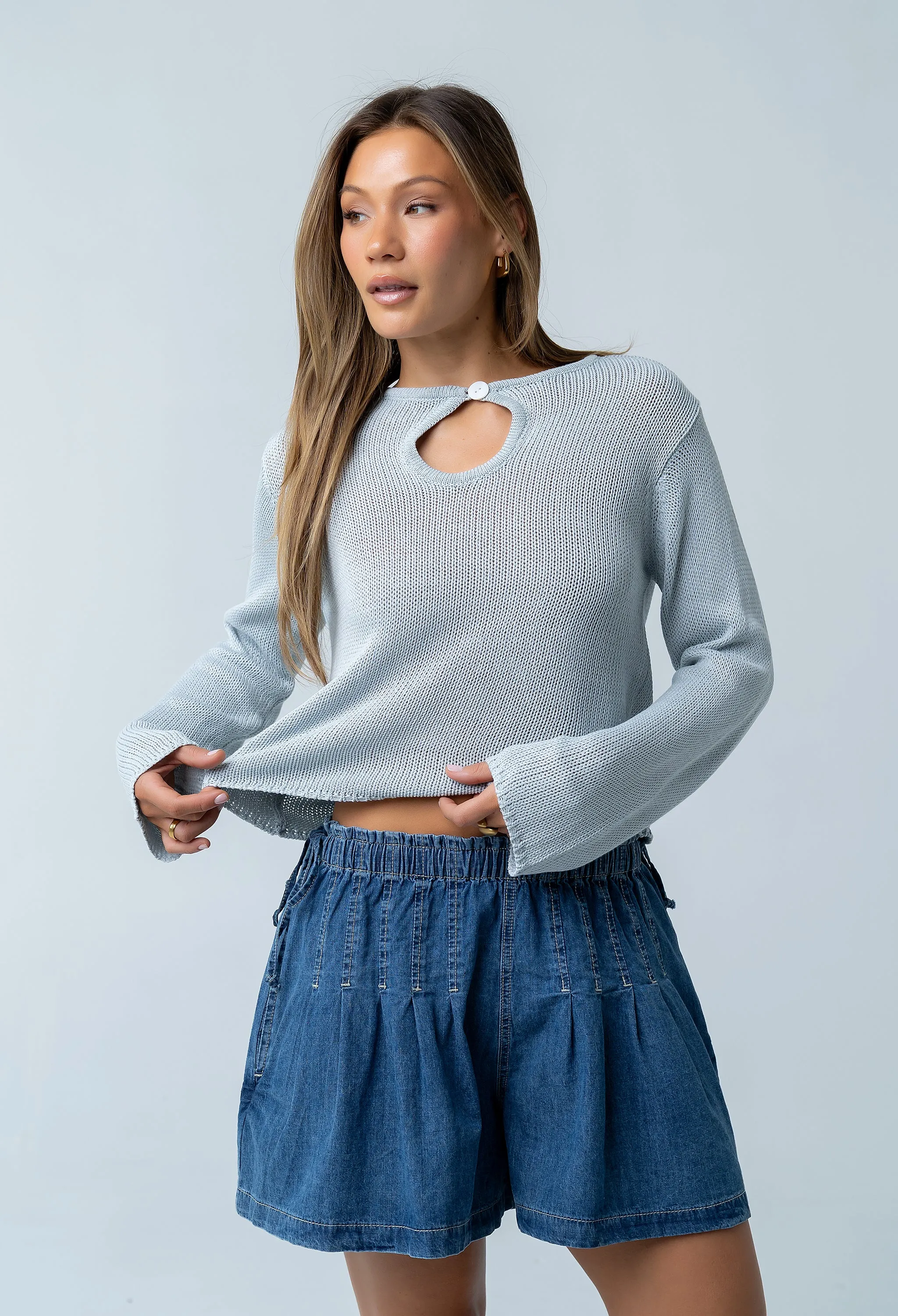 Reika Pleated Denim Shorts sold by bohme product image thumbnail 5