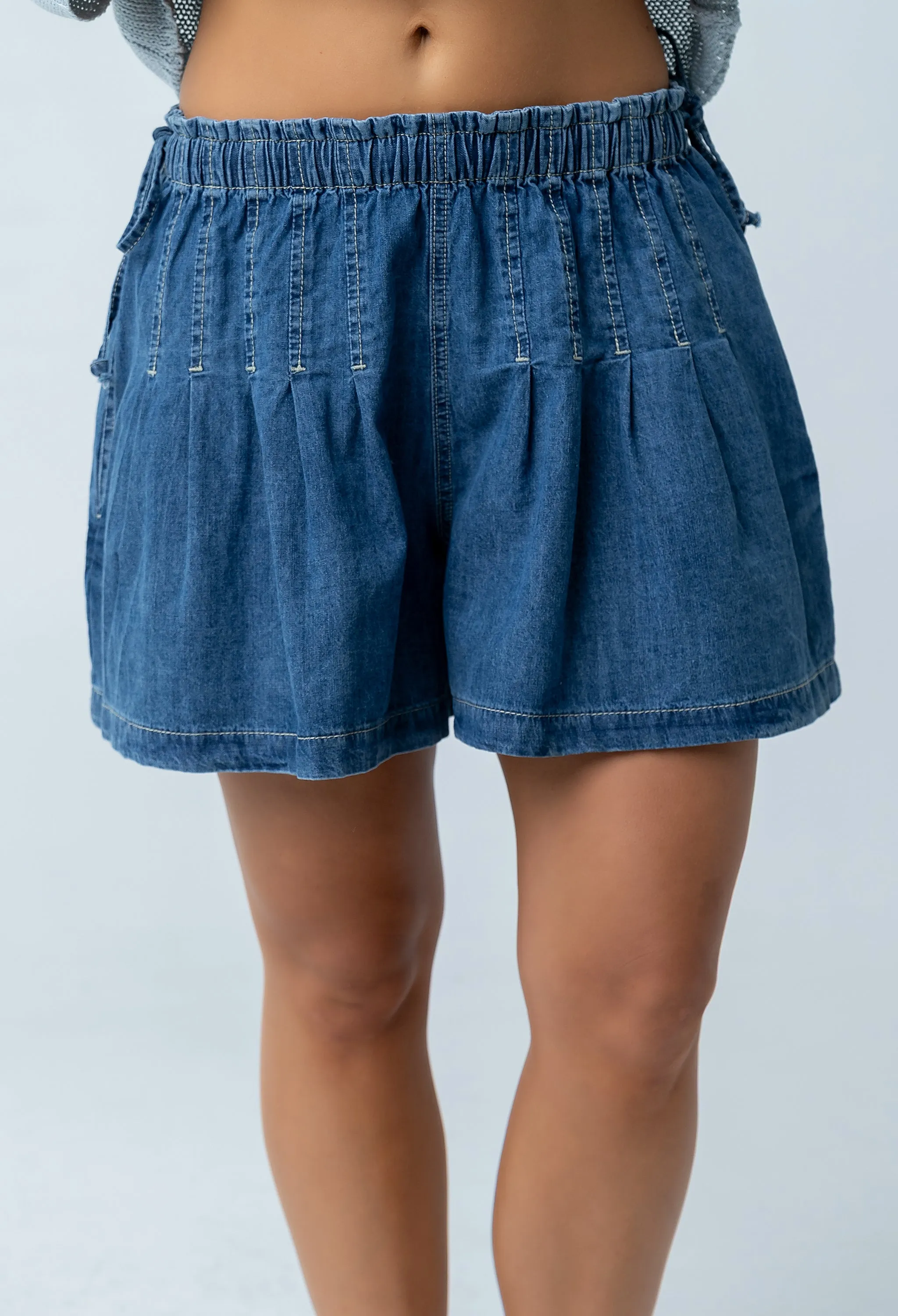 Reika Pleated Denim Shorts sold by bohme product image thumbnail 3