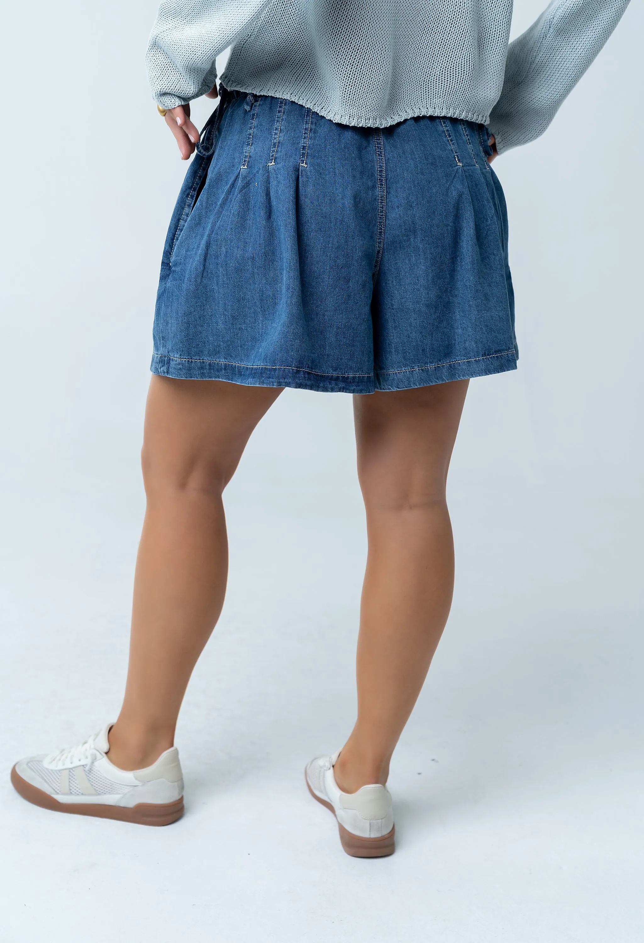 Reika Pleated Denim Shorts sold by bohme product image thumbnail 4