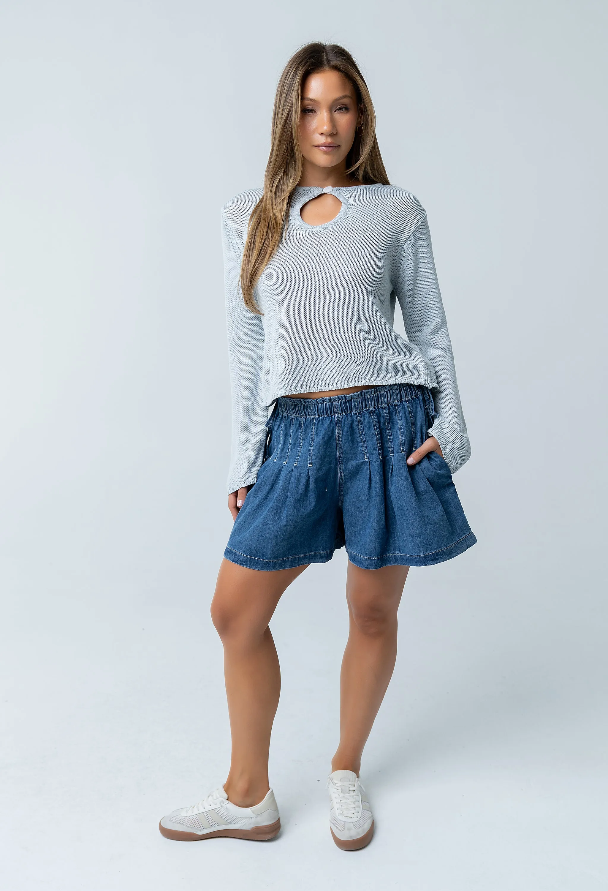 Reika Pleated Denim Shorts sold by bohme product image thumbnail 2