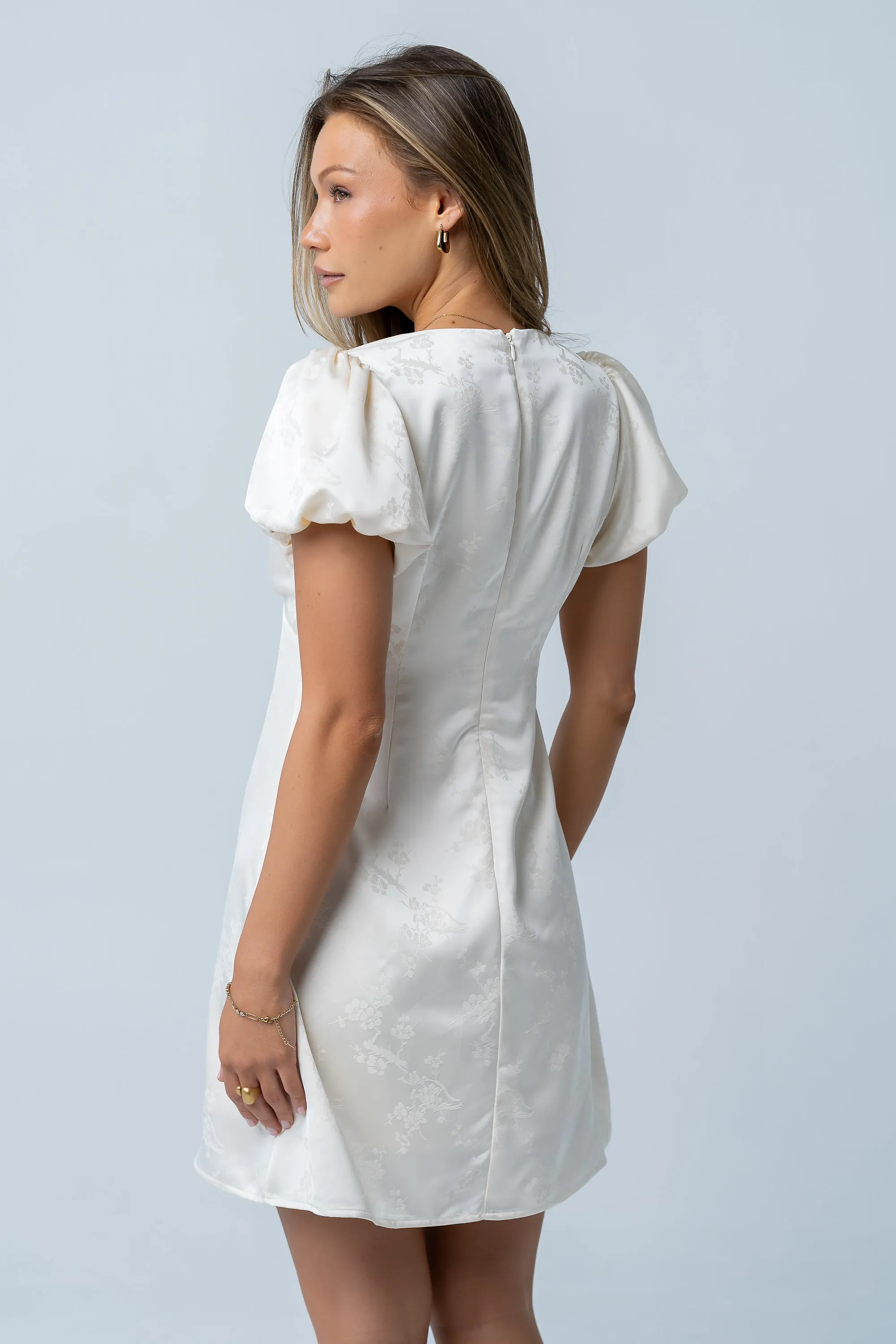 Brenna Floral Mini Dress in Cream sold by bohme product image thumbnail 3