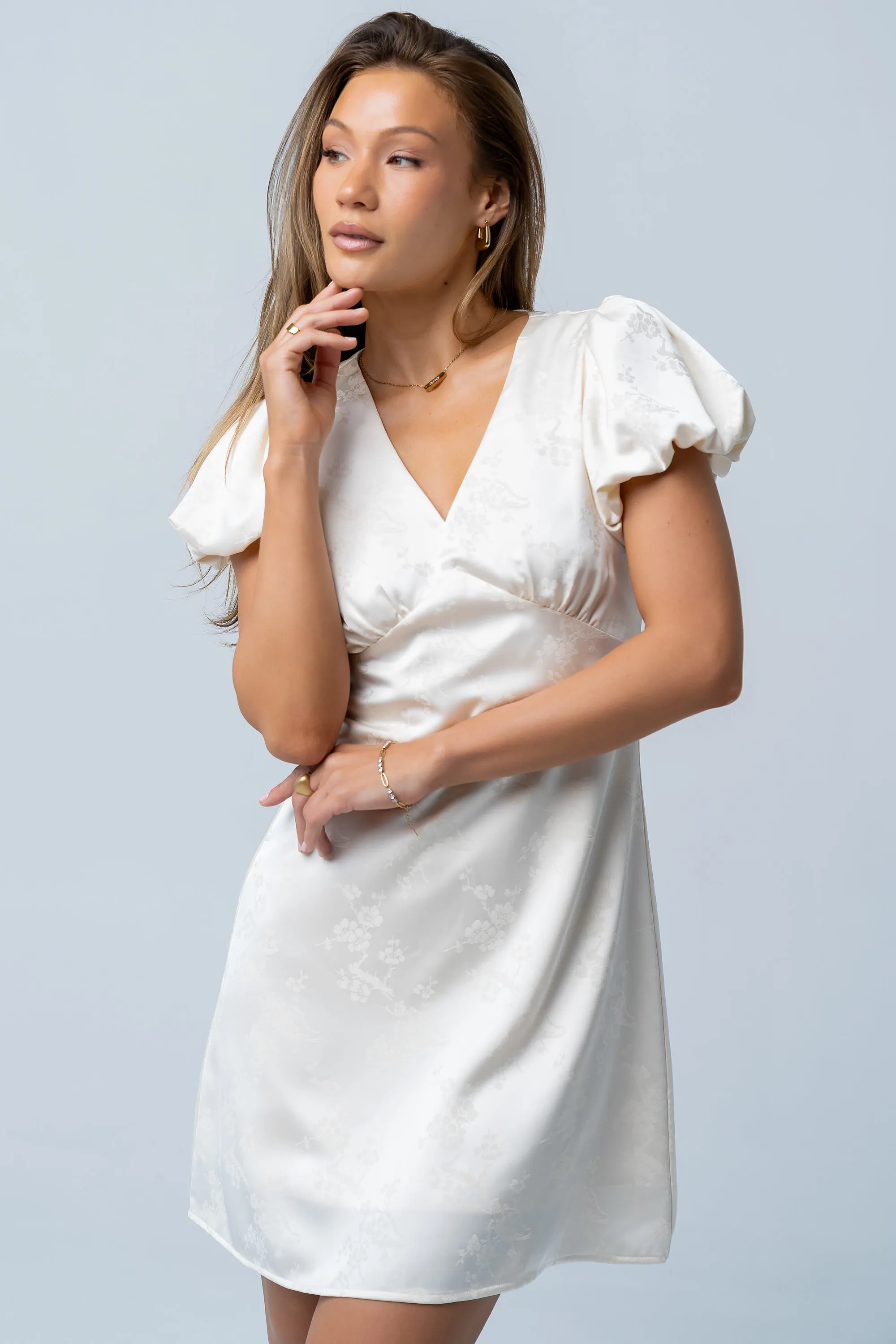 Brenna Floral Mini Dress in Cream sold by bohme product image thumbnail 2