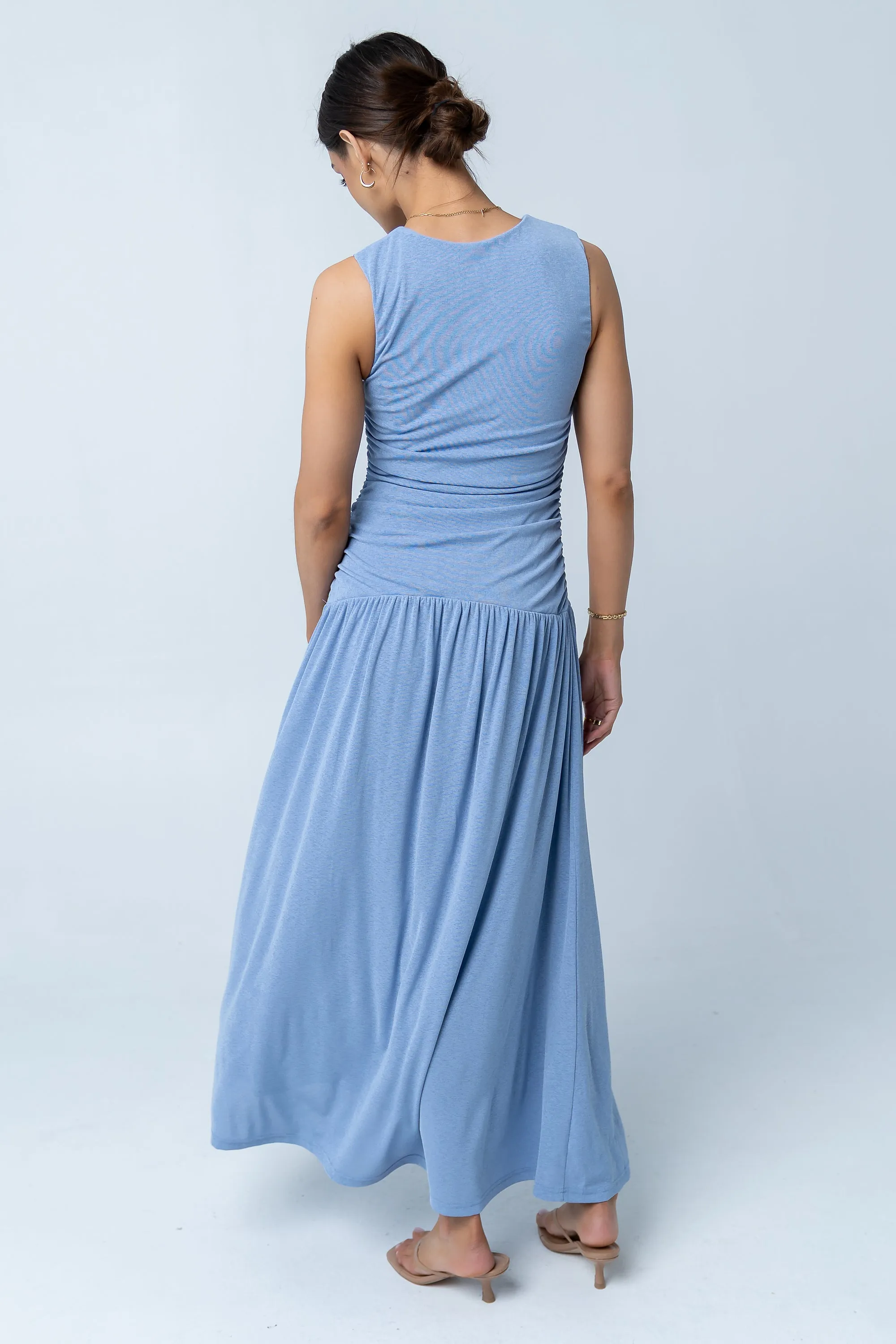 Kandi Ruched Maxi Dress in Blue - FINAL SALE sold by bohme product image thumbnail 2