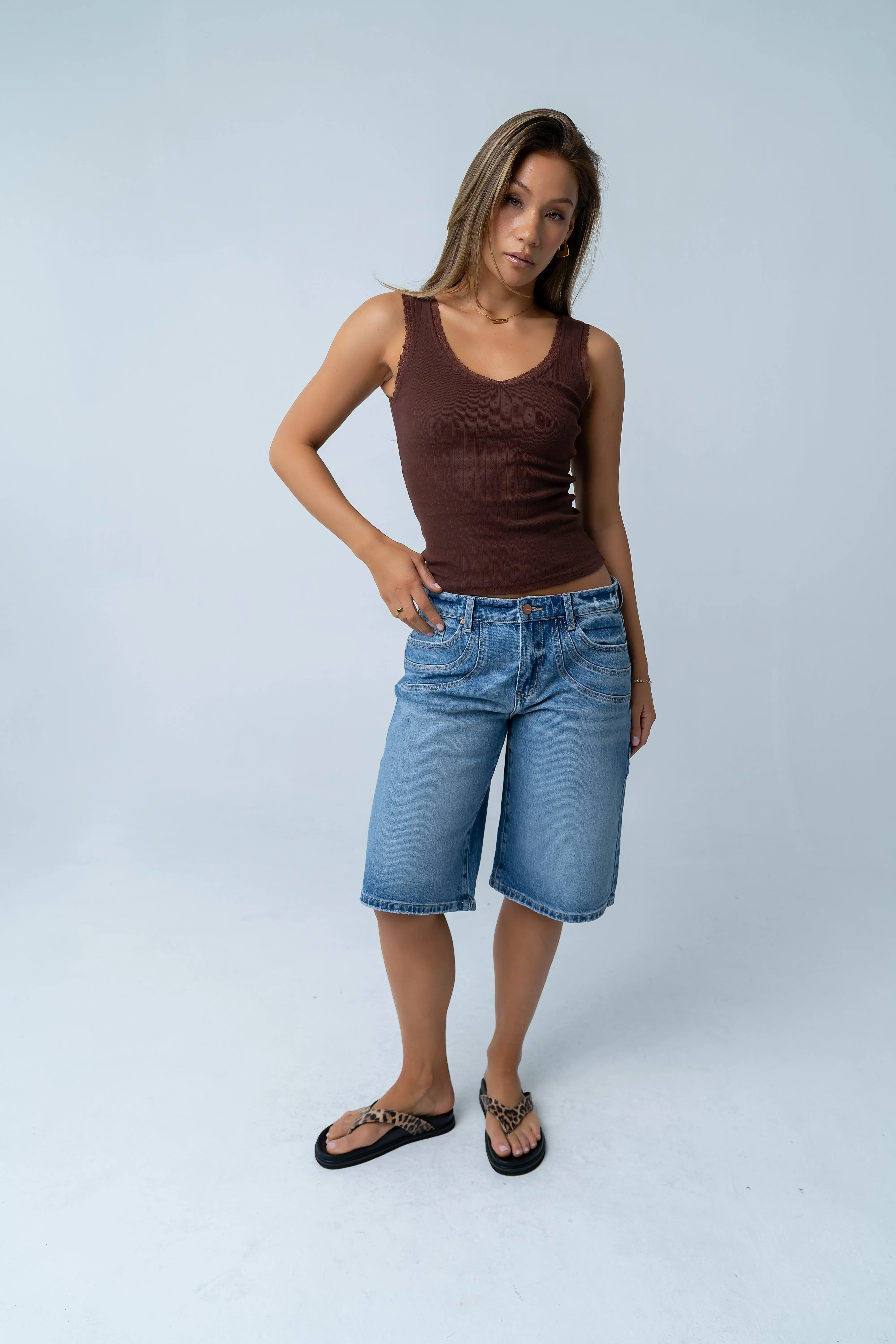 Mackie Lace Trim Tank in Brown sold by bohme product image thumbnail 2