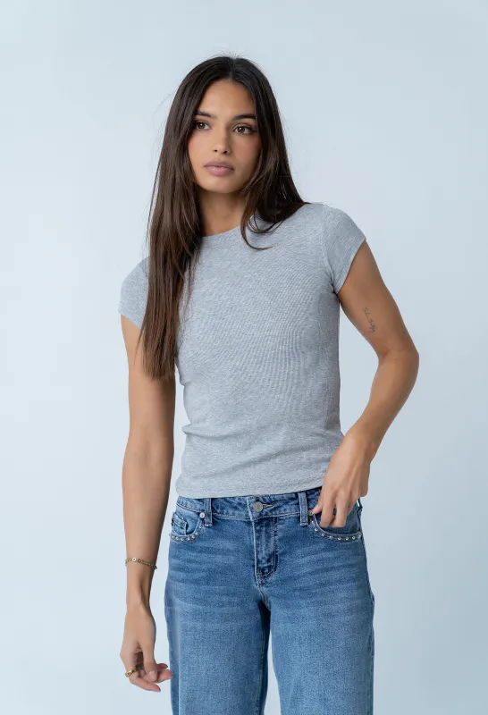 Asher Ribbed top in Heather Grey made by bohme