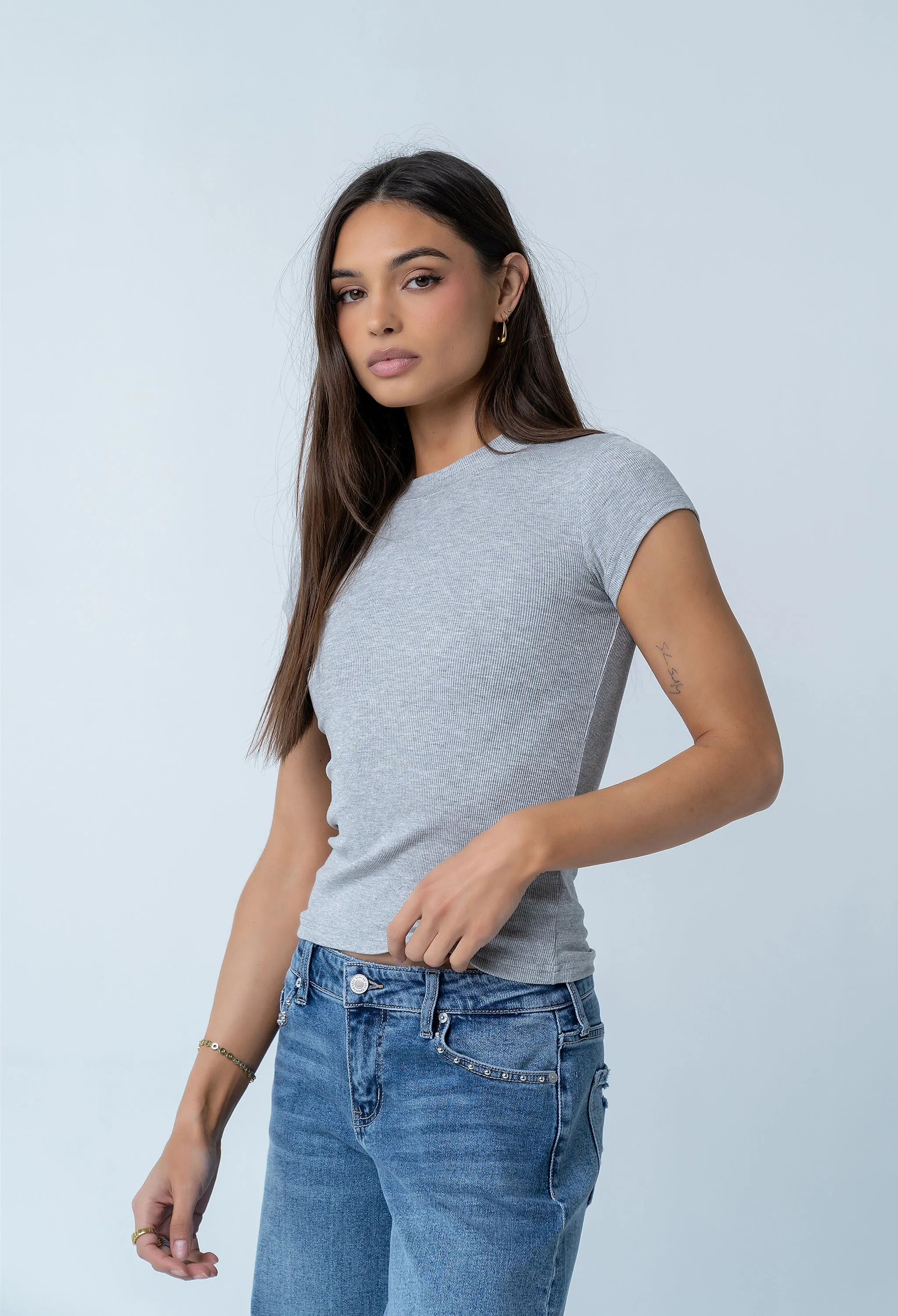 Asher Ribbed top in Heather Grey sold by bohme product image thumbnail 3