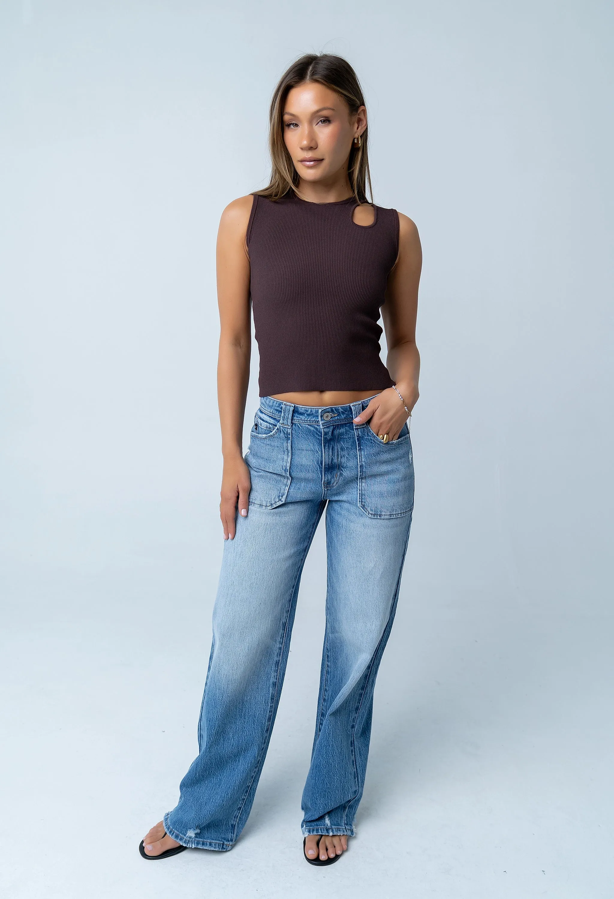 Ollie Cutout Tank Top in Brown sold by bohme product image thumbnail 5