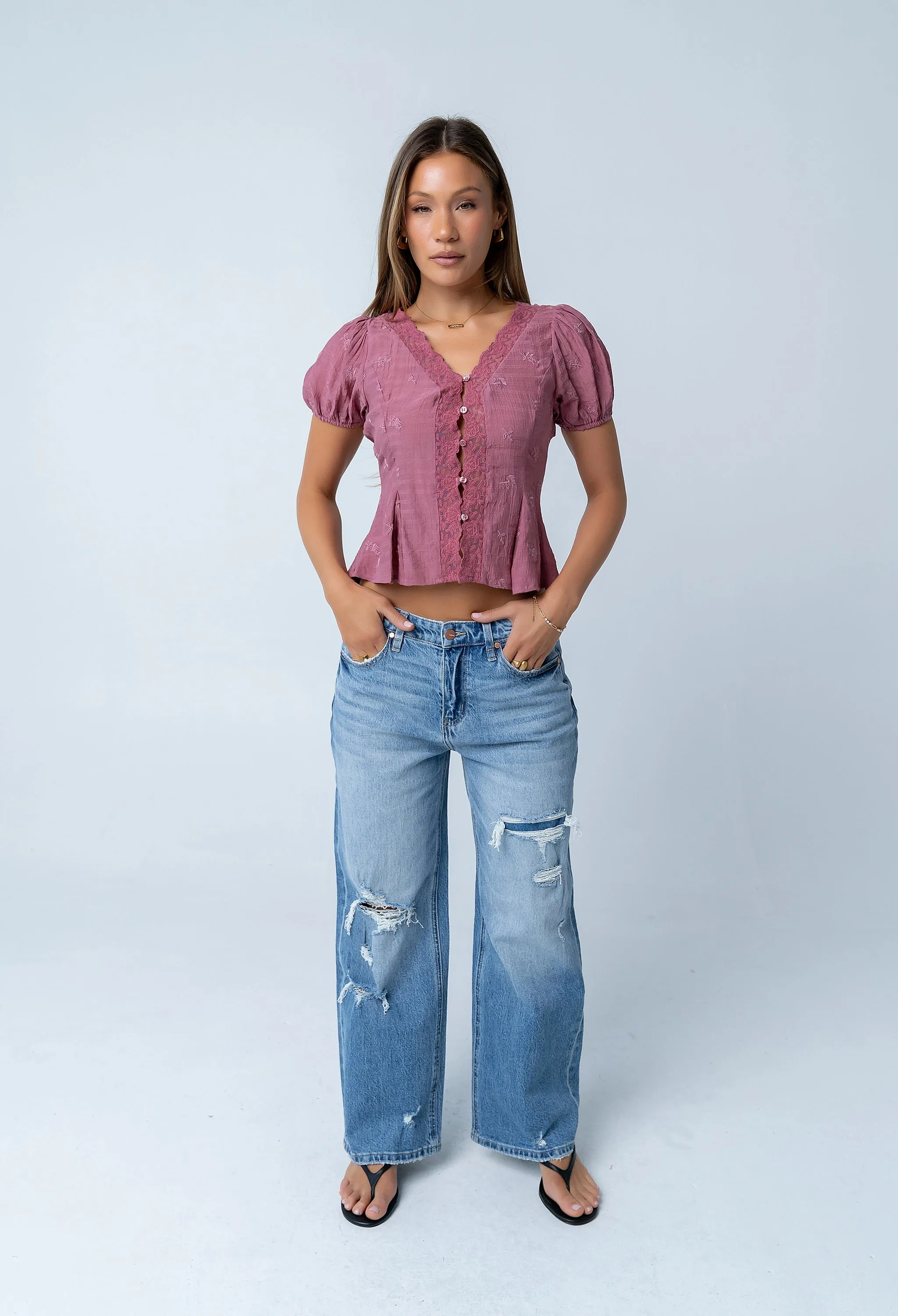 Brianna Embroidered Blouse in Brick - FINAL SALE sold by bohme product image thumbnail 4