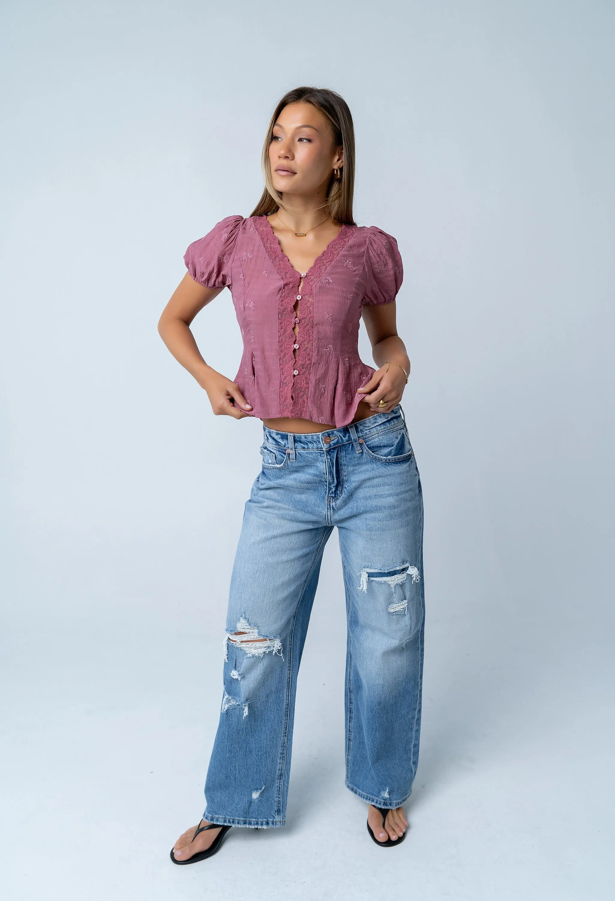 Brianna Embroidered Blouse in Brick - FINAL SALE sold by bohme product image thumbnail 2