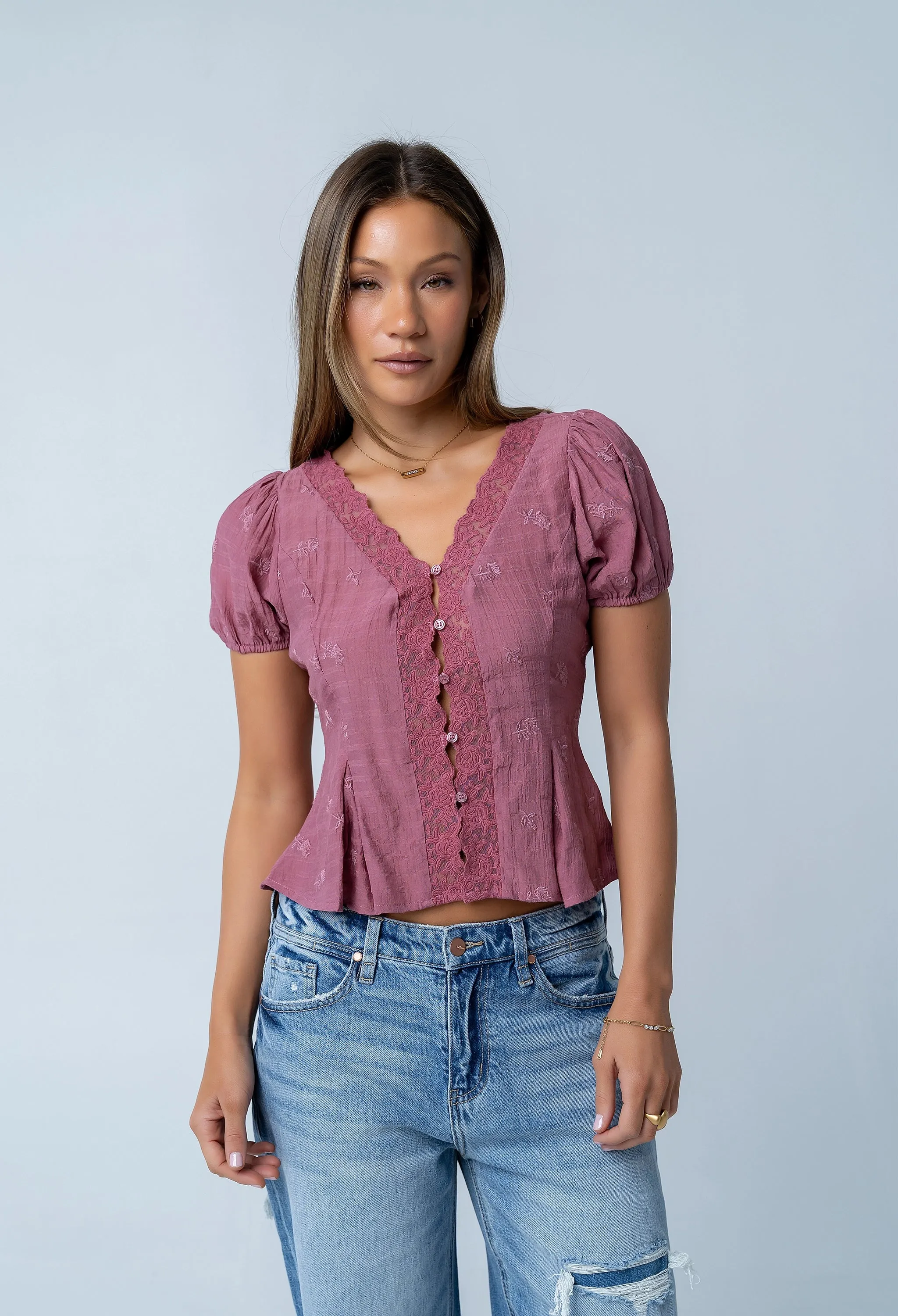 Brianna Embroidered Blouse in Brick - FINAL SALE sold by bohme