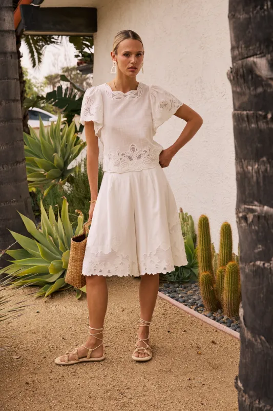 Molly Embroidered Top in White made by bohme