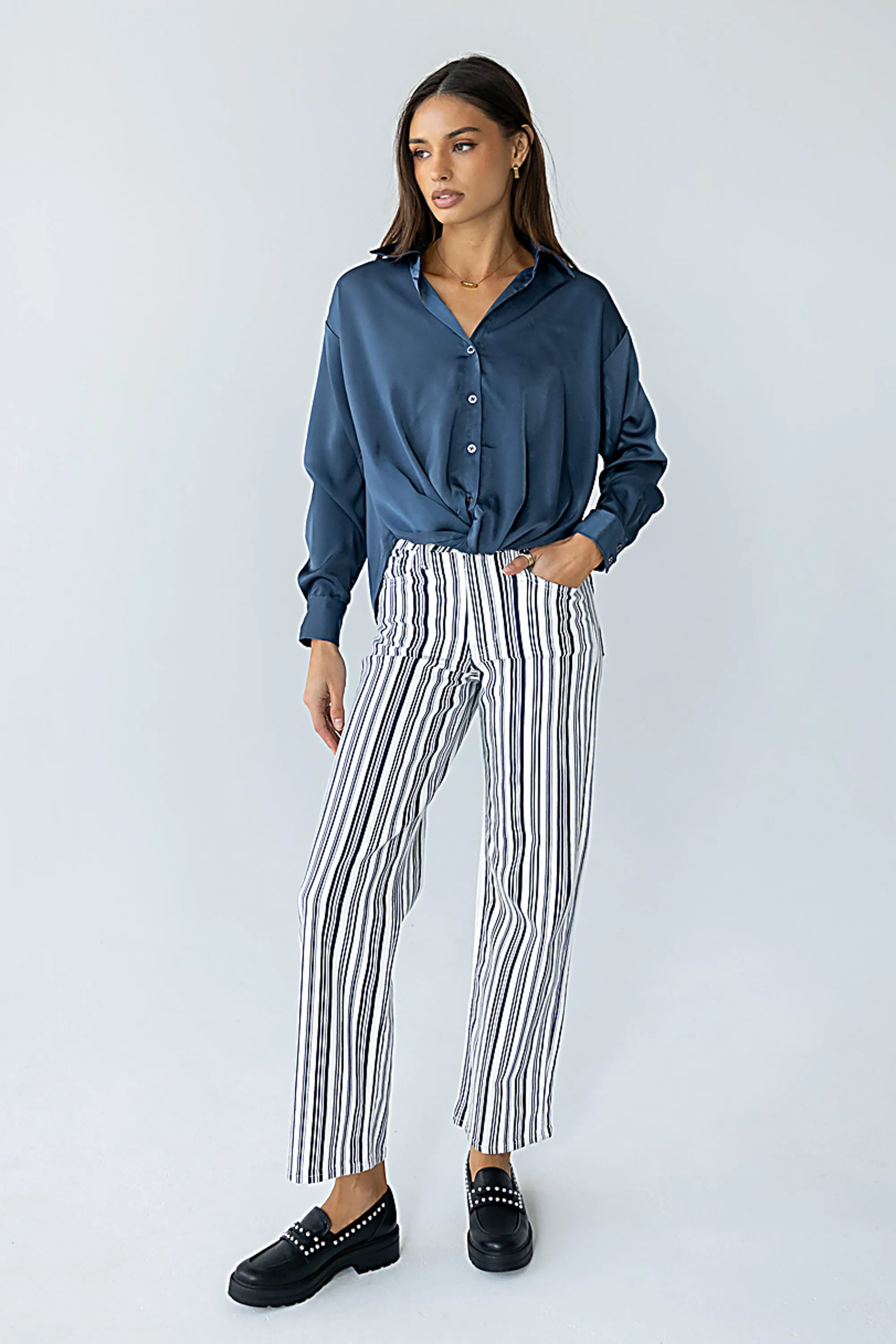 Margaret Twist Button Up in Blue - FINAL SALE sold by bohme product image thumbnail 3