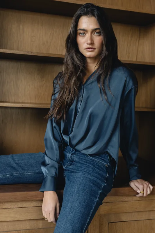 Margaret Twist Button Up in Blue - FINAL SALE made by bohme