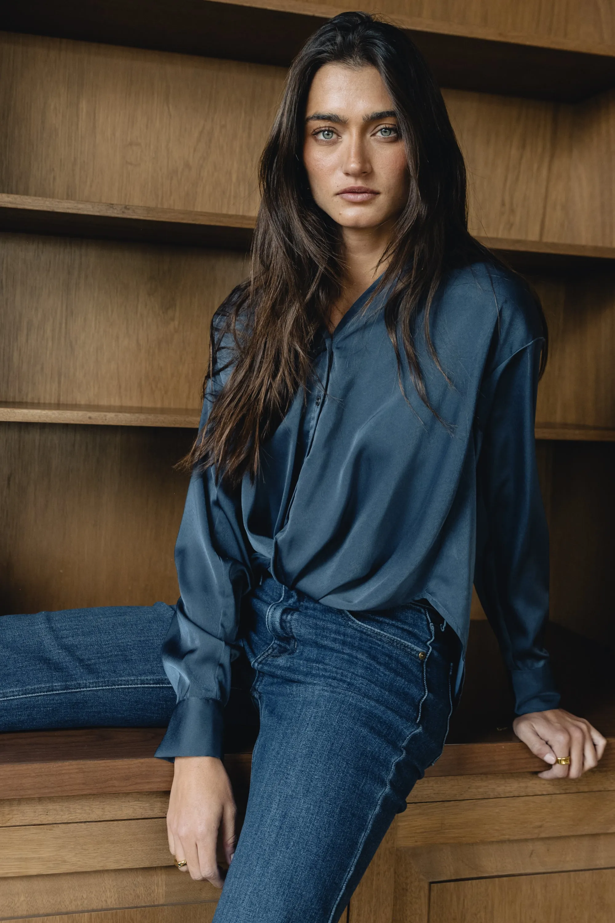 Margaret Twist Button Up in Blue - FINAL SALE sold by bohme