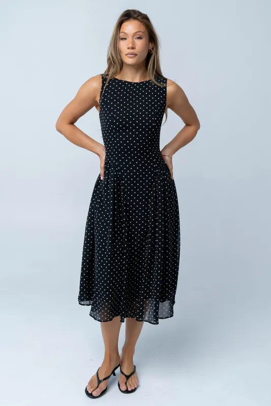 Liora Polka Dot Midi Dress made by bohme