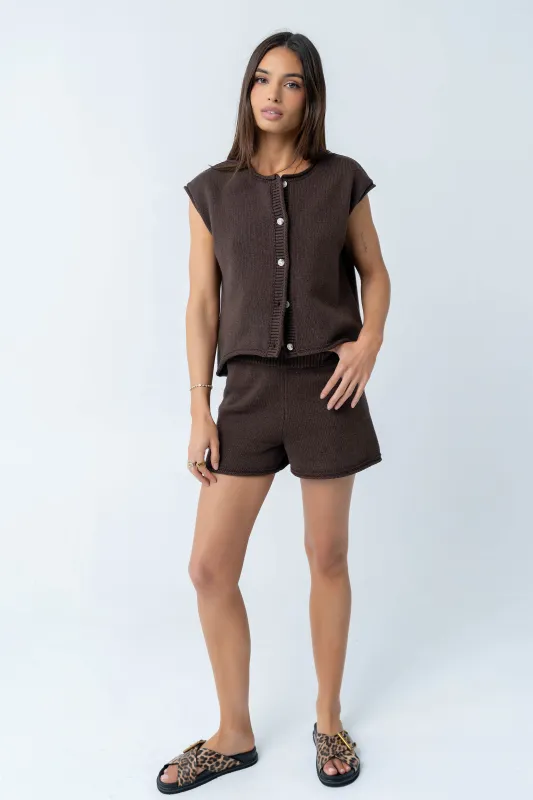 Paige Knit Shorts in Brown made by bohme