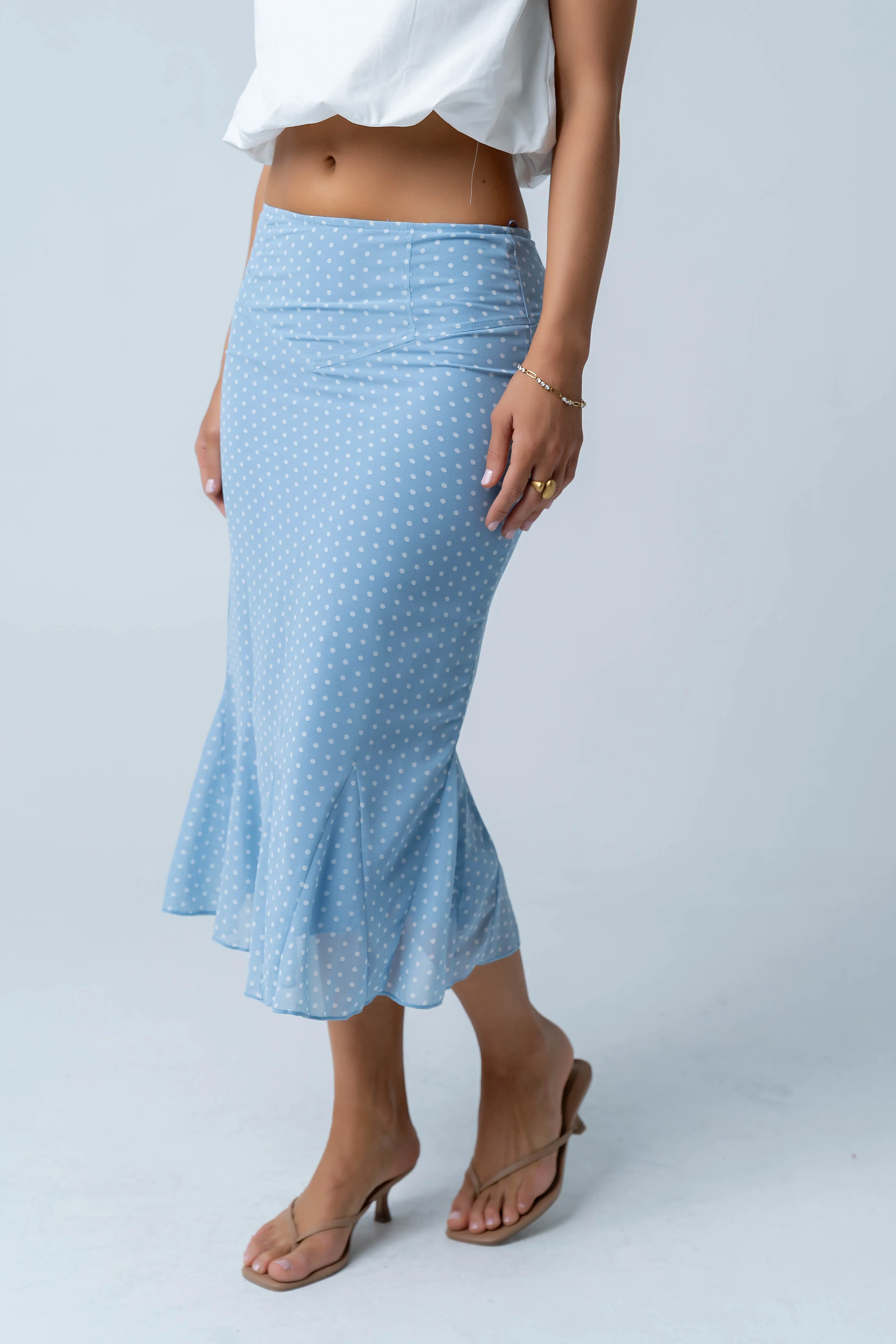Gigi Polka Dot Midi Skirt in Blue sold by bohme product image thumbnail 5