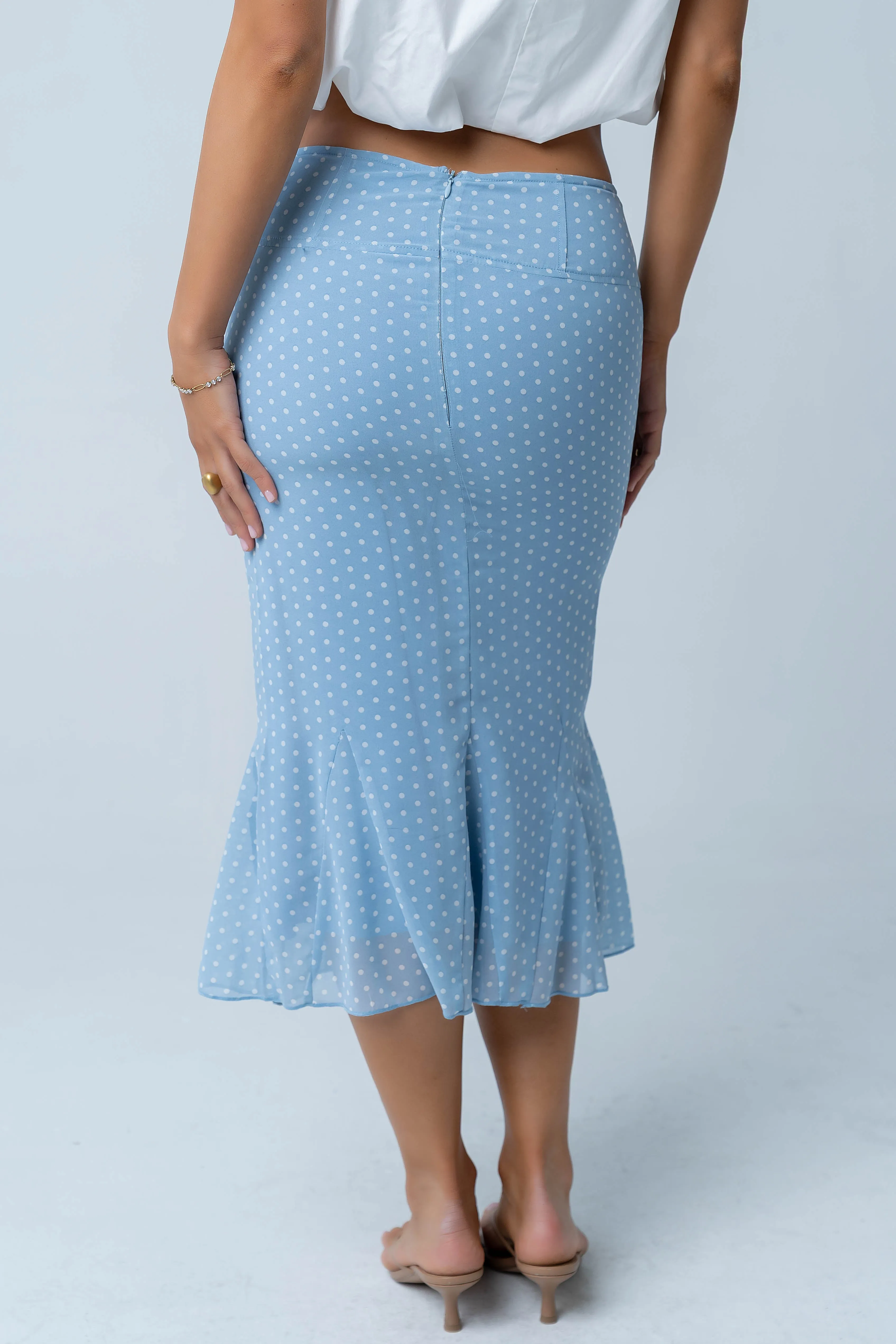 Gigi Polka Dot Midi Skirt in Blue sold by bohme product image thumbnail 4