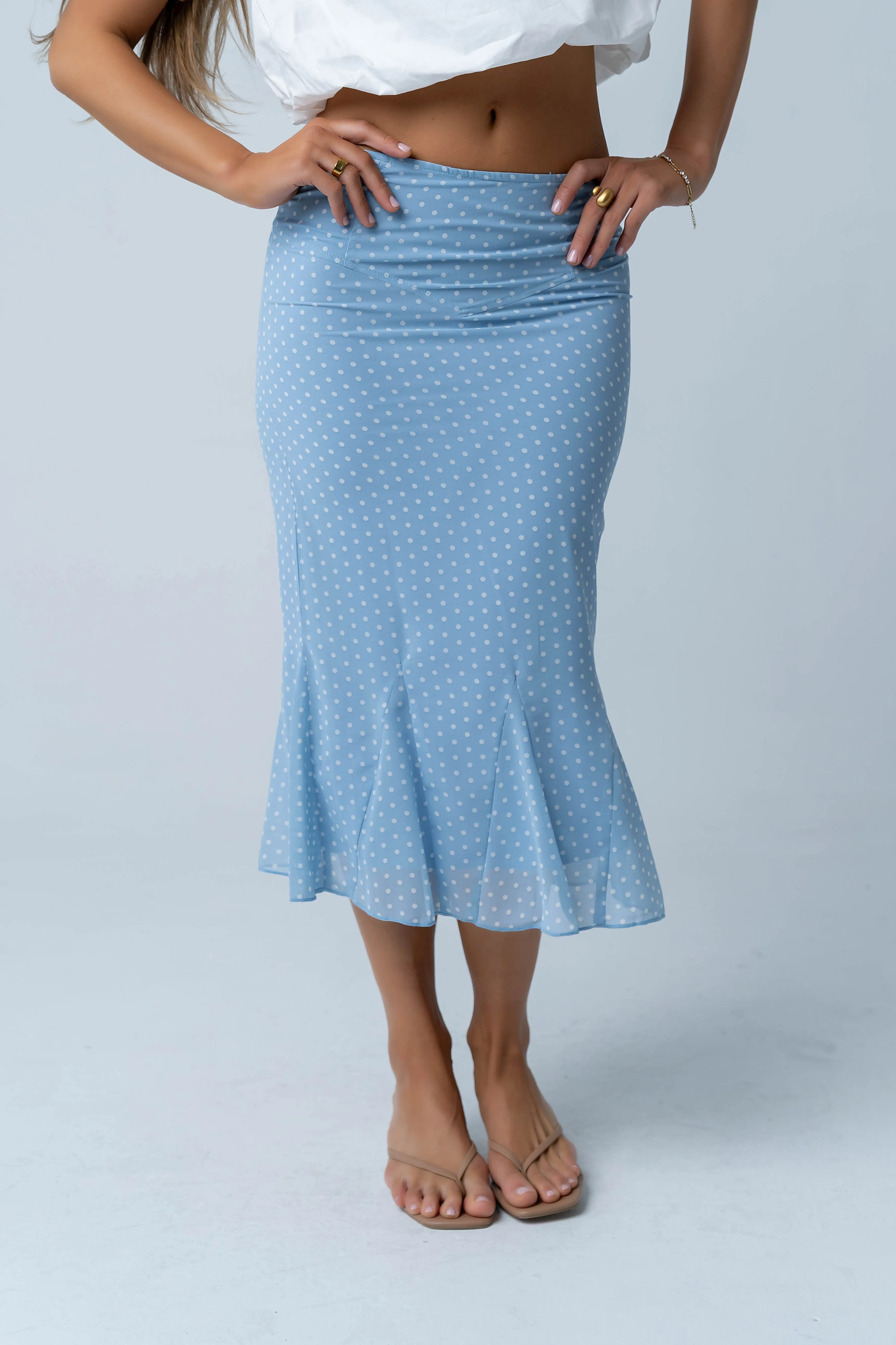 Gigi Polka Dot Midi Skirt in Blue sold by bohme product image thumbnail 3