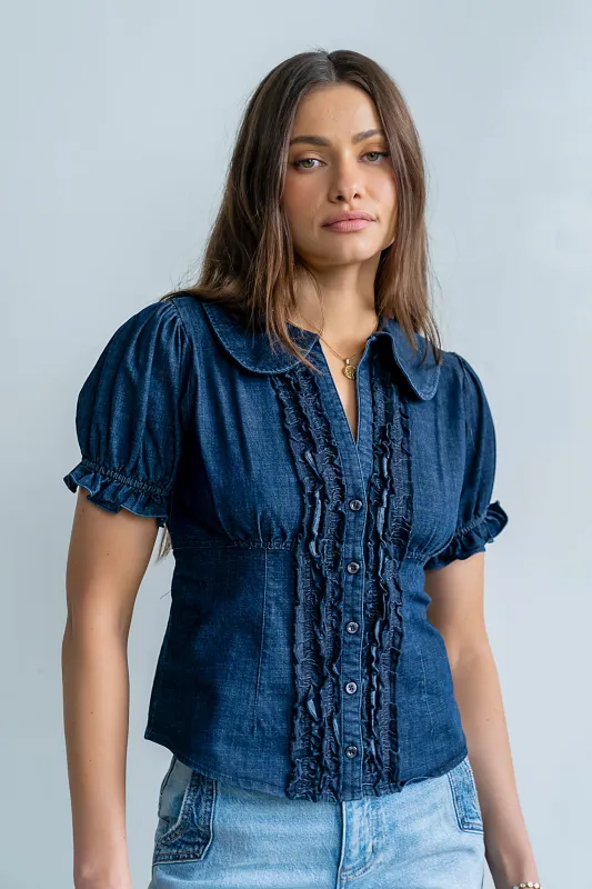 Charlie Button Up in Dark Wash made by bohme