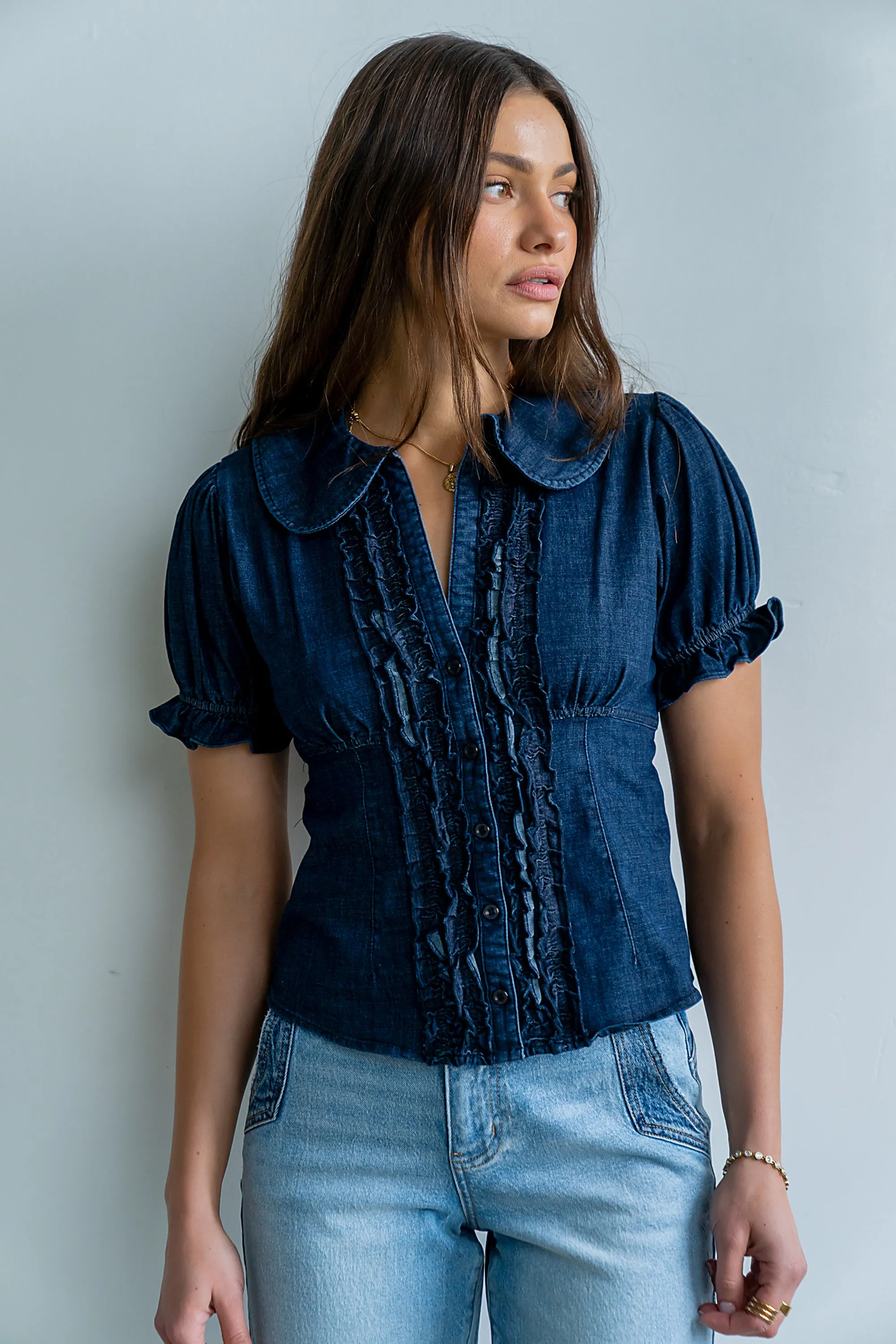 Charlie Button Up in Dark Wash sold by bohme product image thumbnail 4