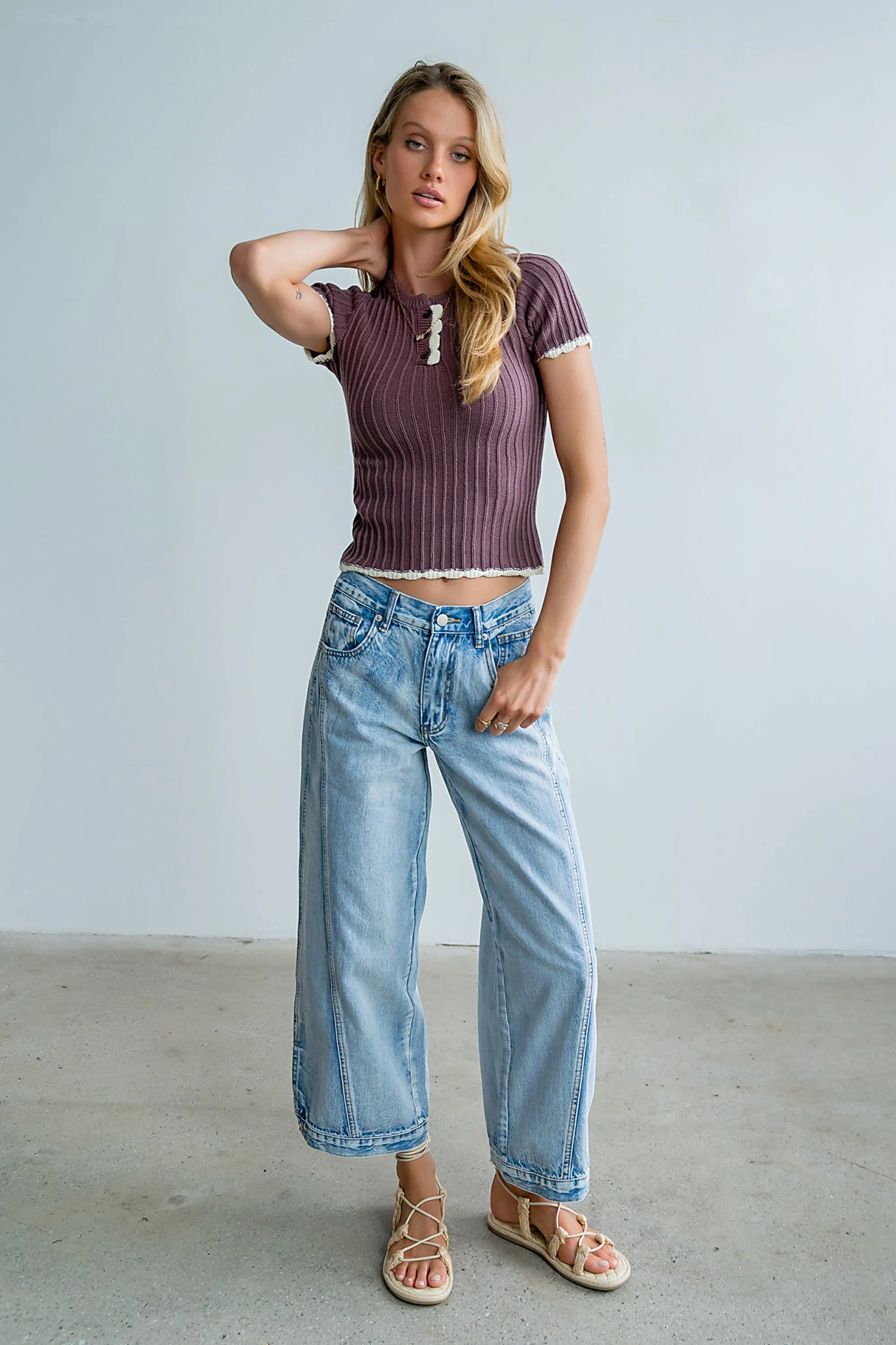 Kinley Contrast Sweater in Plum sold by bohme product image thumbnail 3