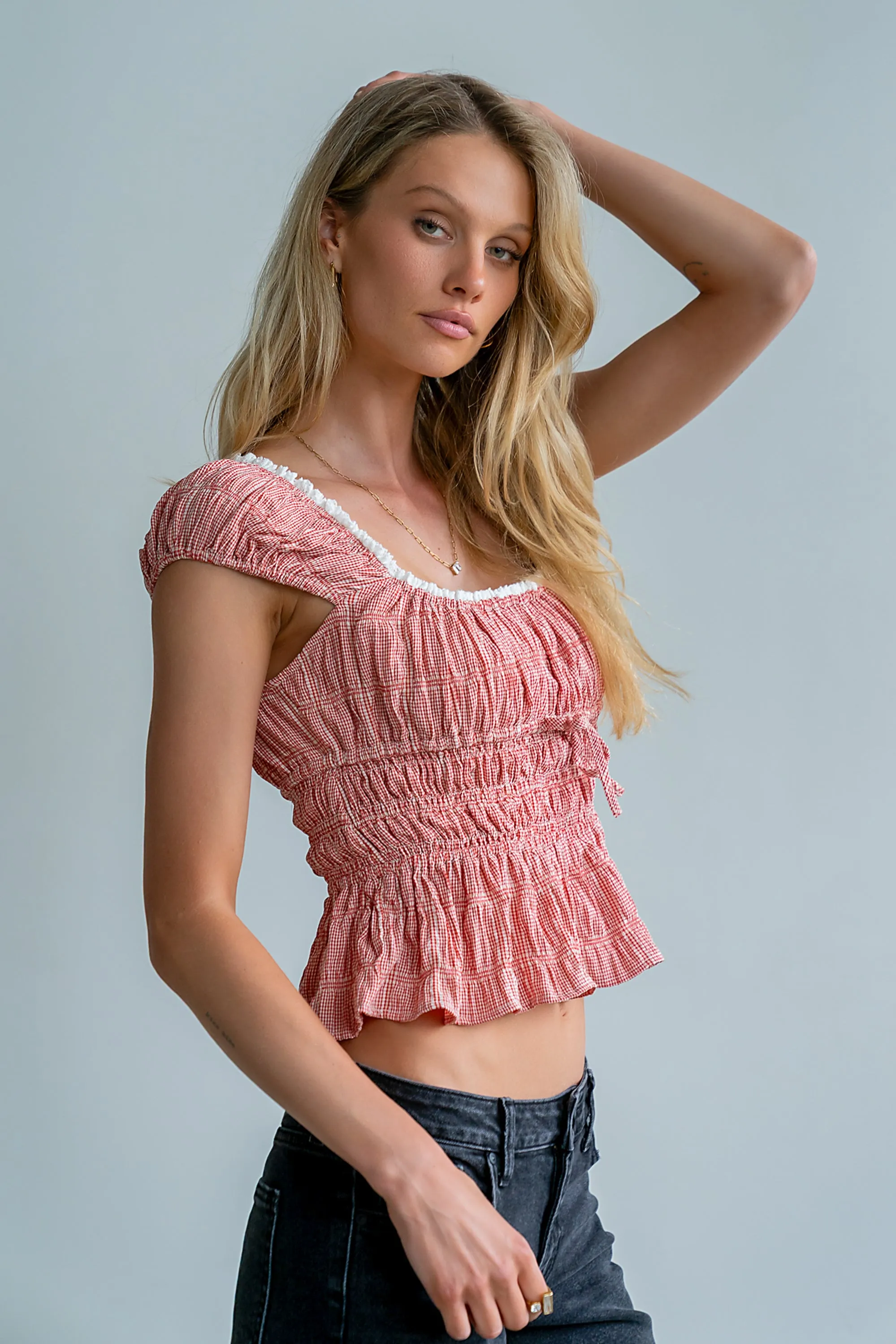 Naya Gingham Tank Top in Red sold by bohme product image thumbnail 4
