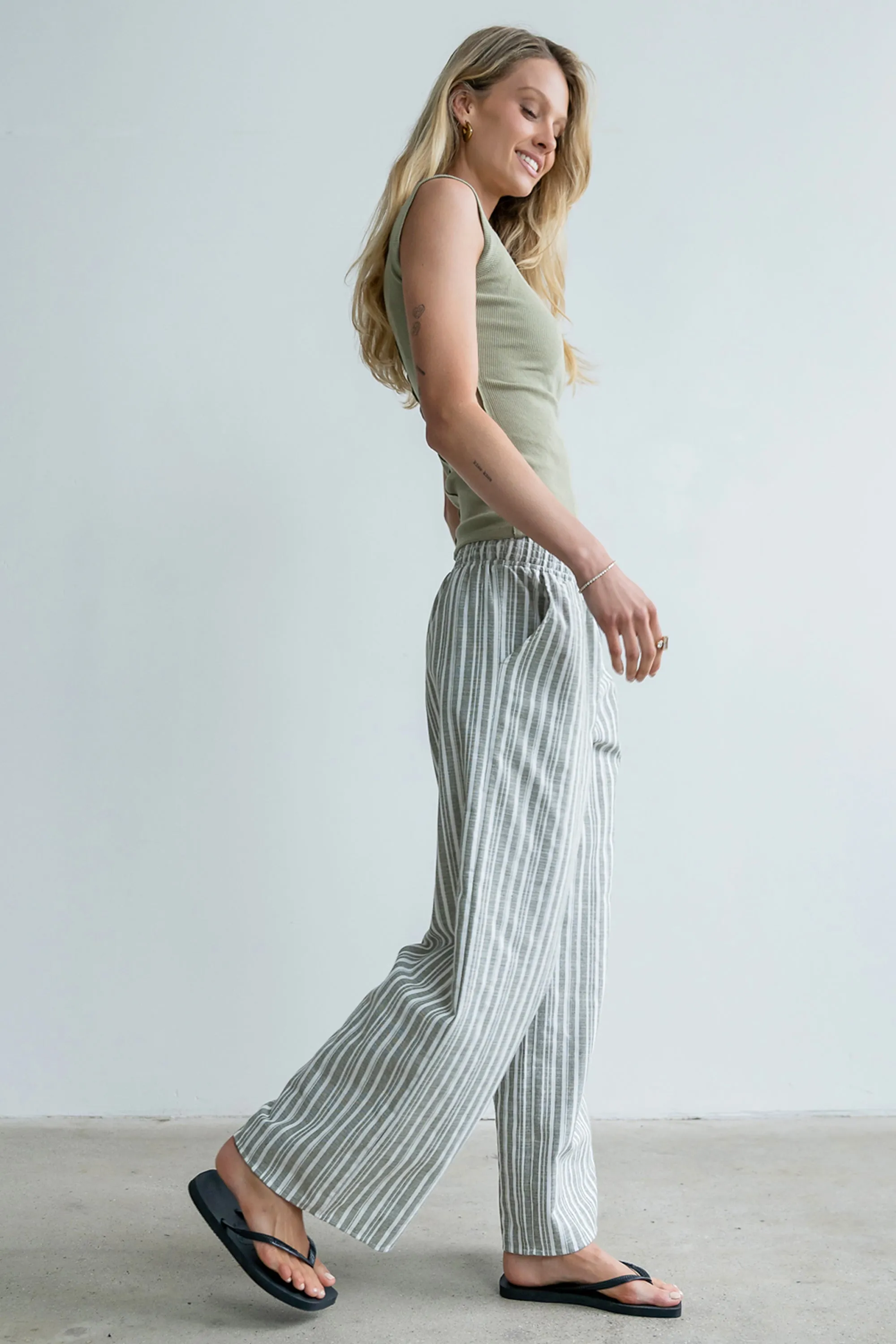 Indiana Striped Pants in Olive sold by bohme product image thumbnail 5