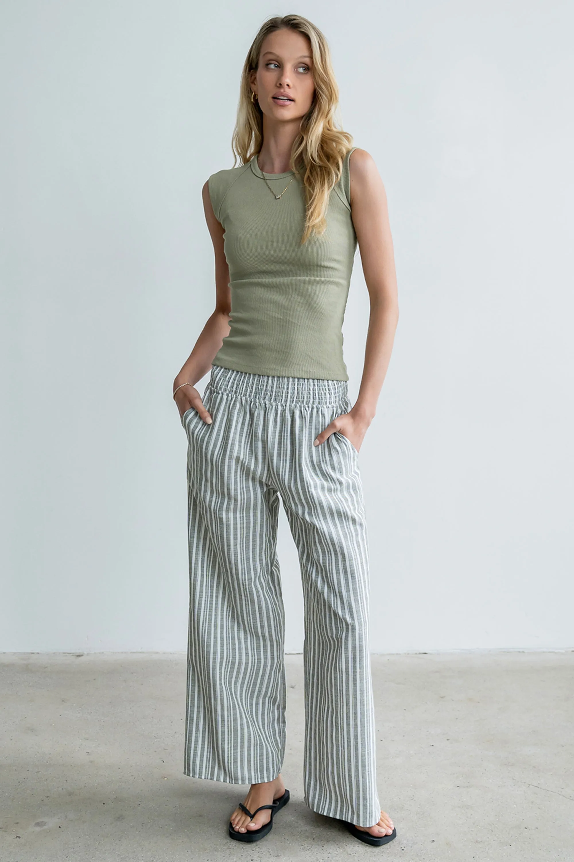 Indiana Striped Pants in Olive sold by bohme product image thumbnail 3