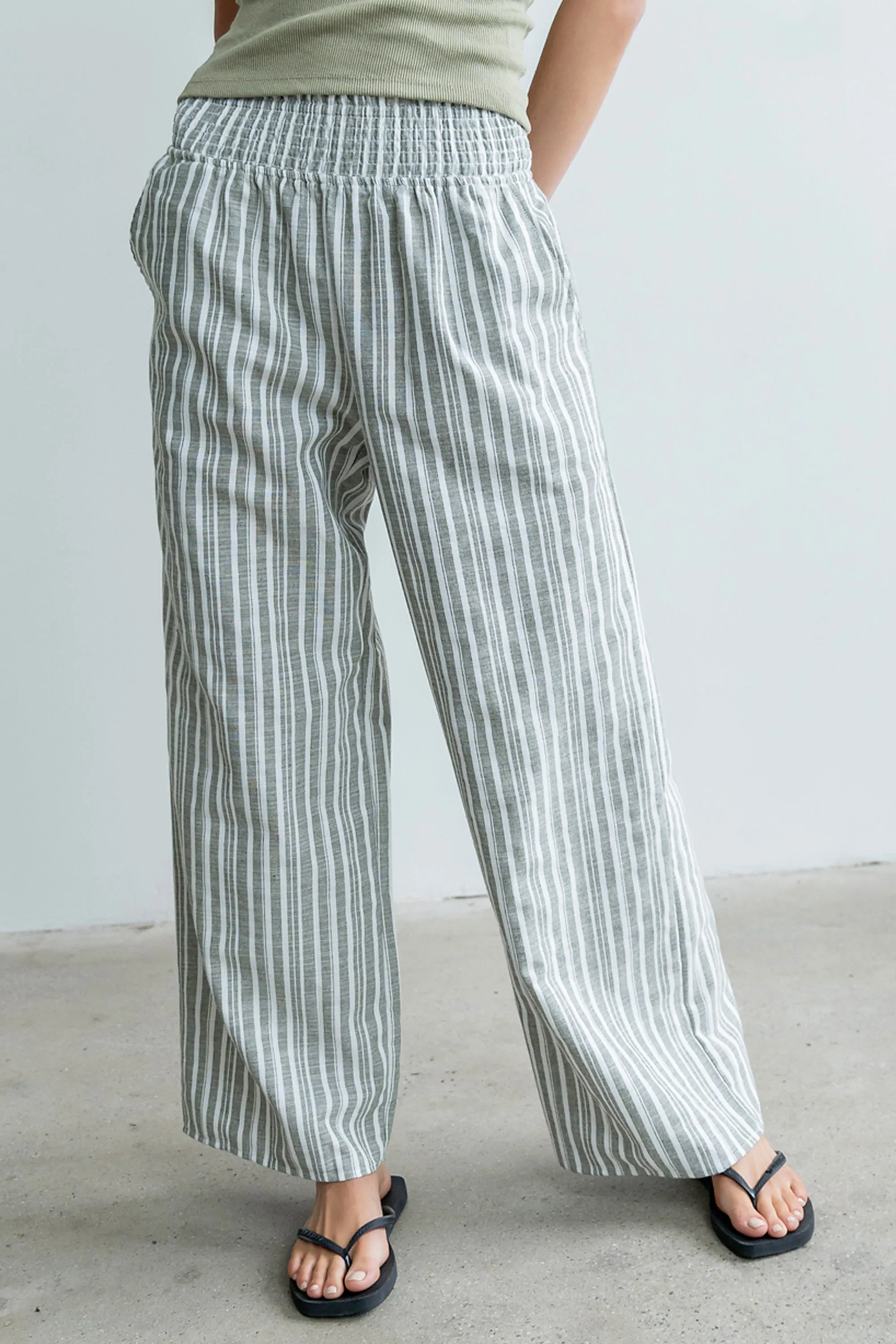 Indiana Striped Pants in Olive sold by bohme product image thumbnail 2