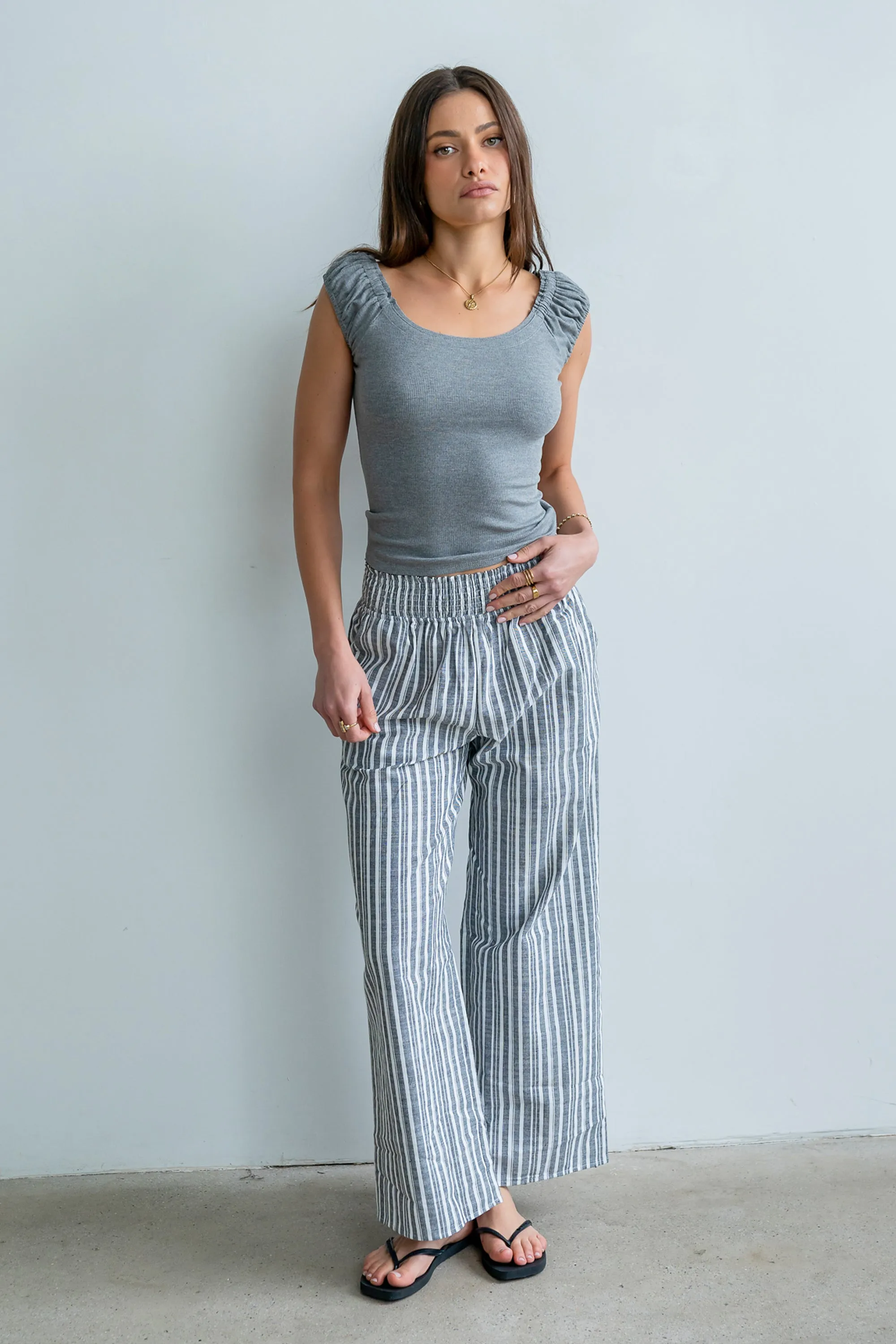 Ace Ribbed Top in Heather Grey sold by bohme product image thumbnail 2