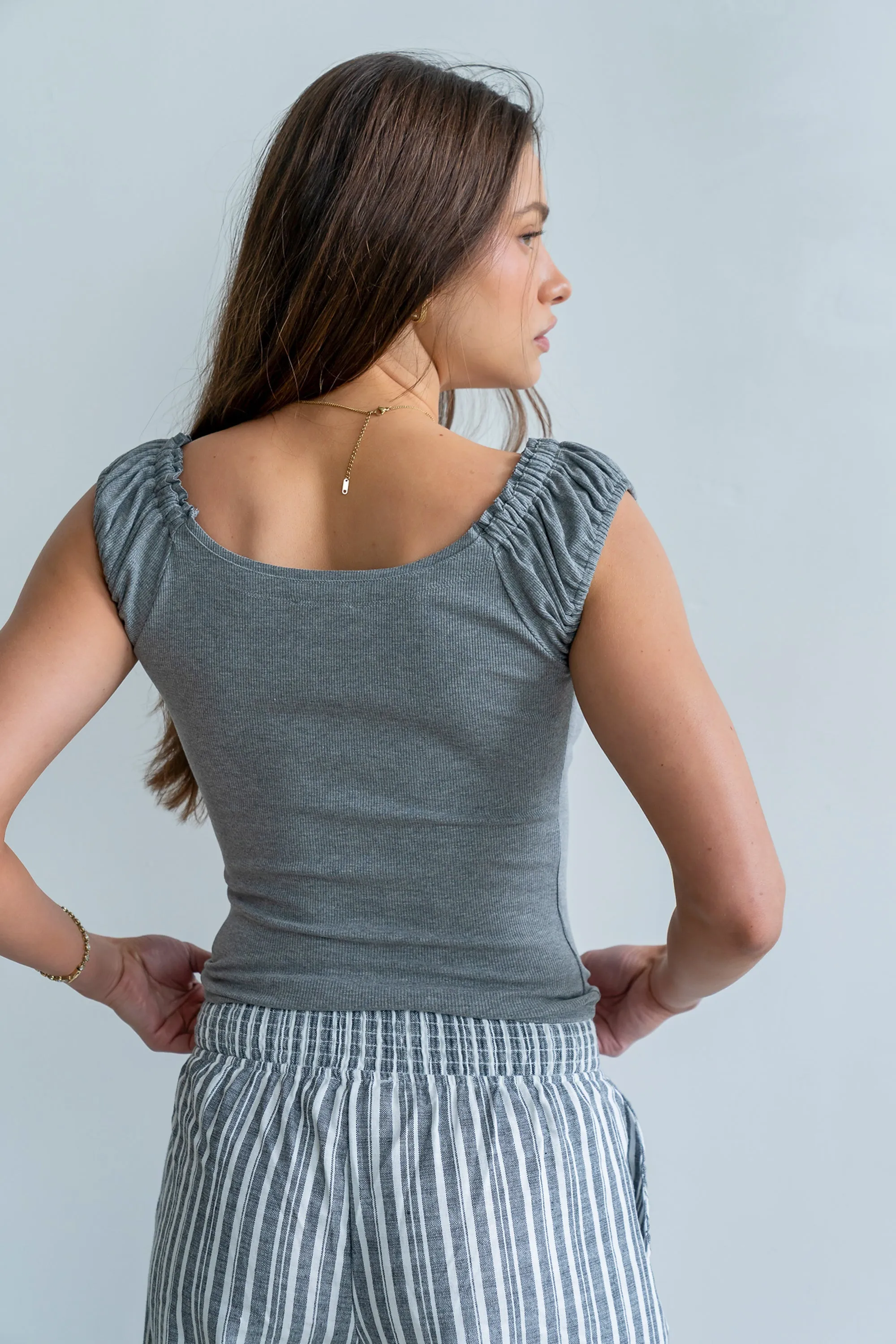 Ace Ribbed Top in Heather Grey sold by bohme product image thumbnail 5