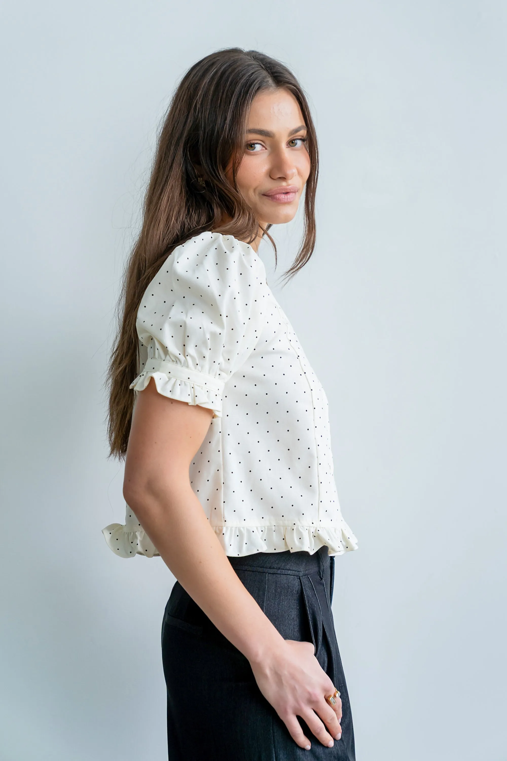 Jessie Polka Dot Blouse in Cream sold by bohme product image thumbnail 3