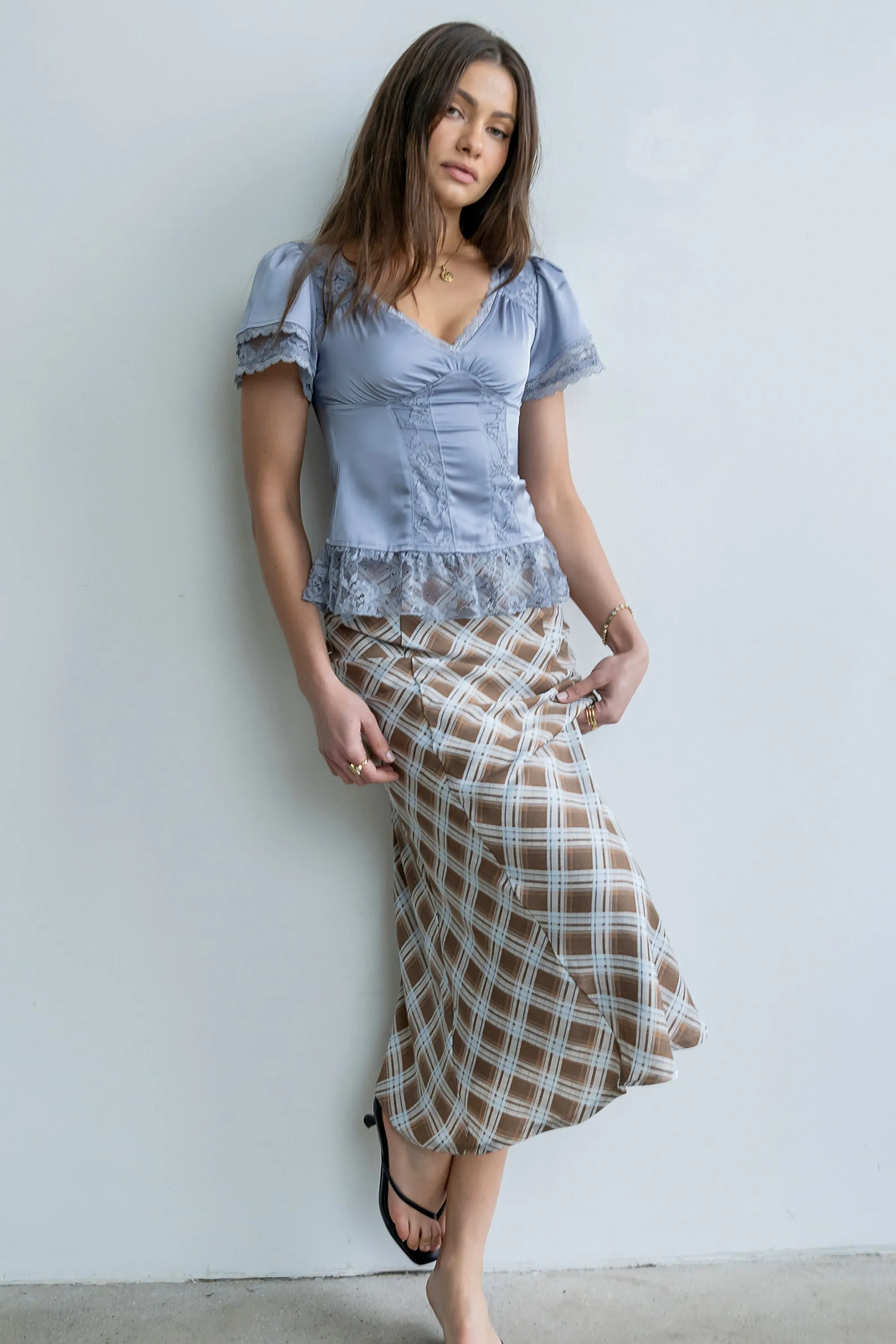 Brittany Satin Top in Blue sold by bohme product image thumbnail 5