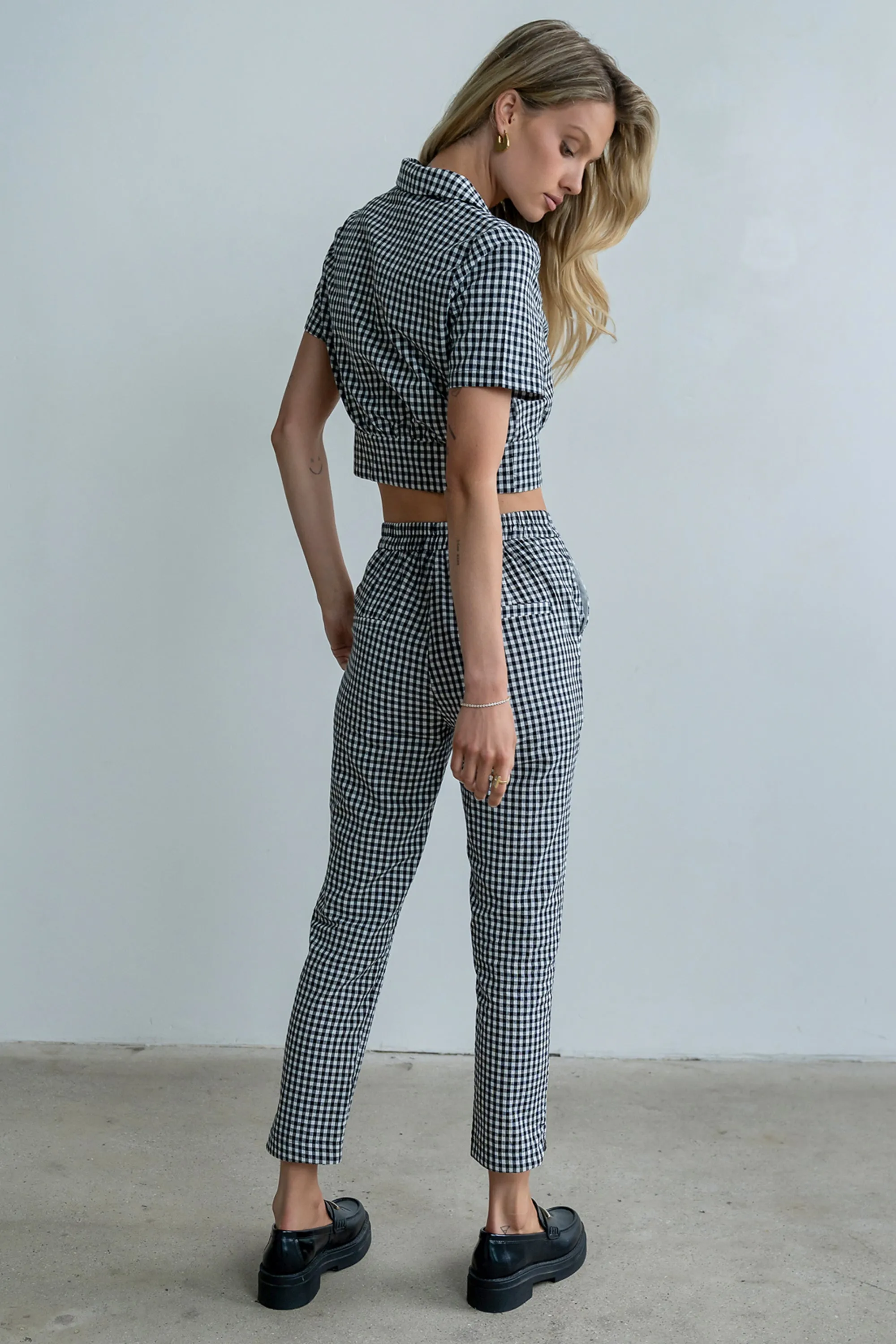 Madie Gingham Button Up in Black sold by bohme product image thumbnail 5