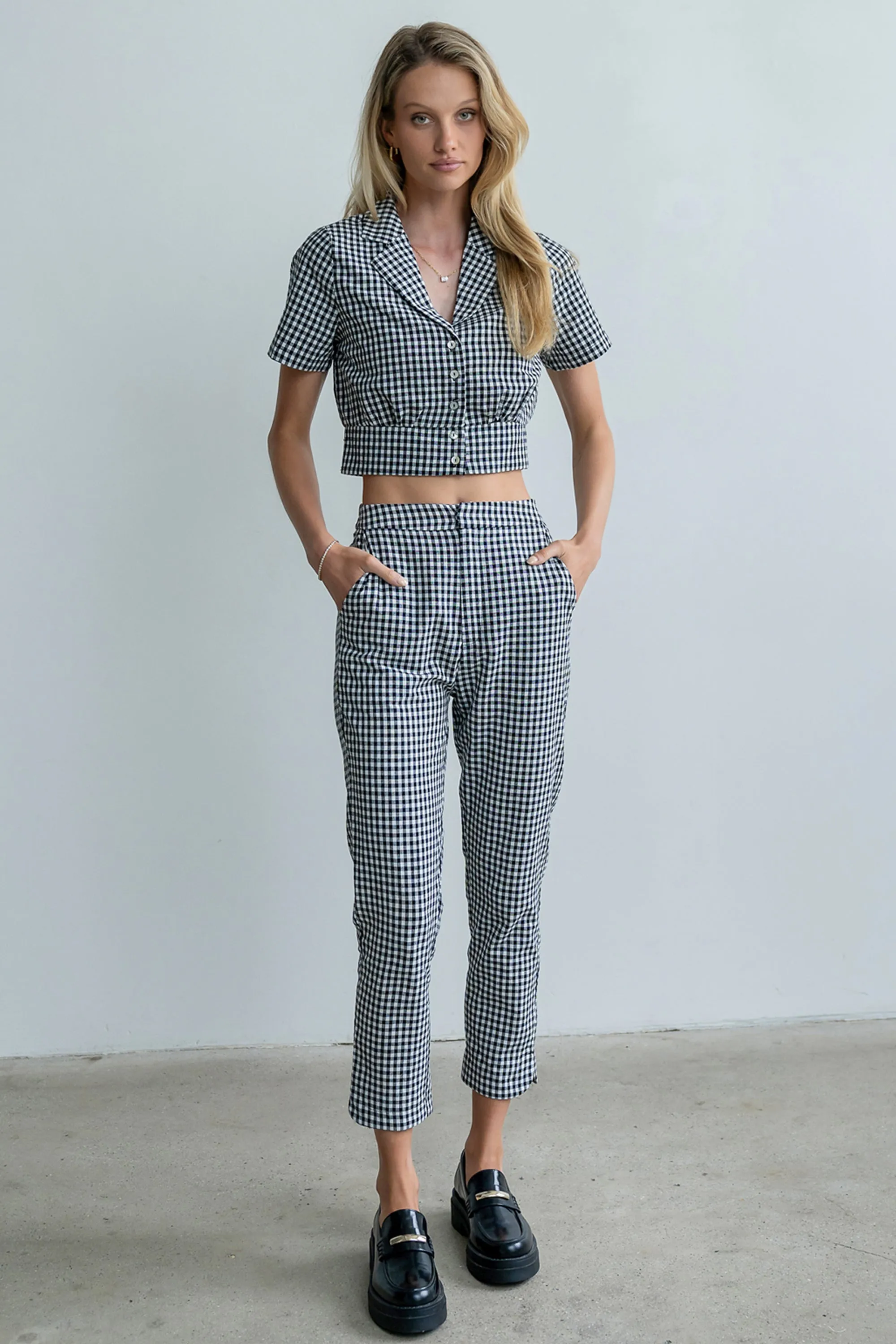 Madie Gingham Button Up in Black sold by bohme product image thumbnail 2