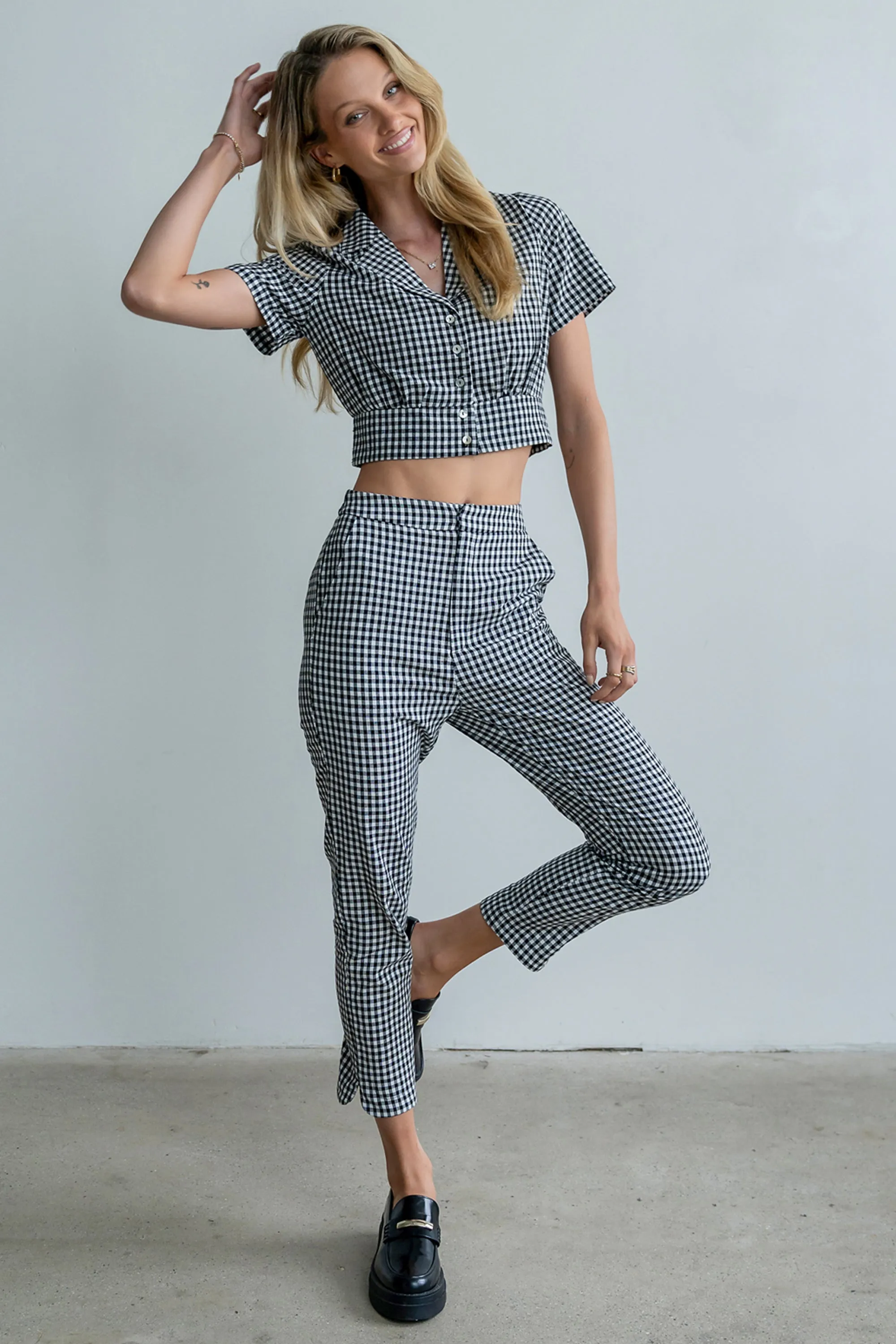 Madie Gingham Button Up in Black sold by bohme product image thumbnail 4