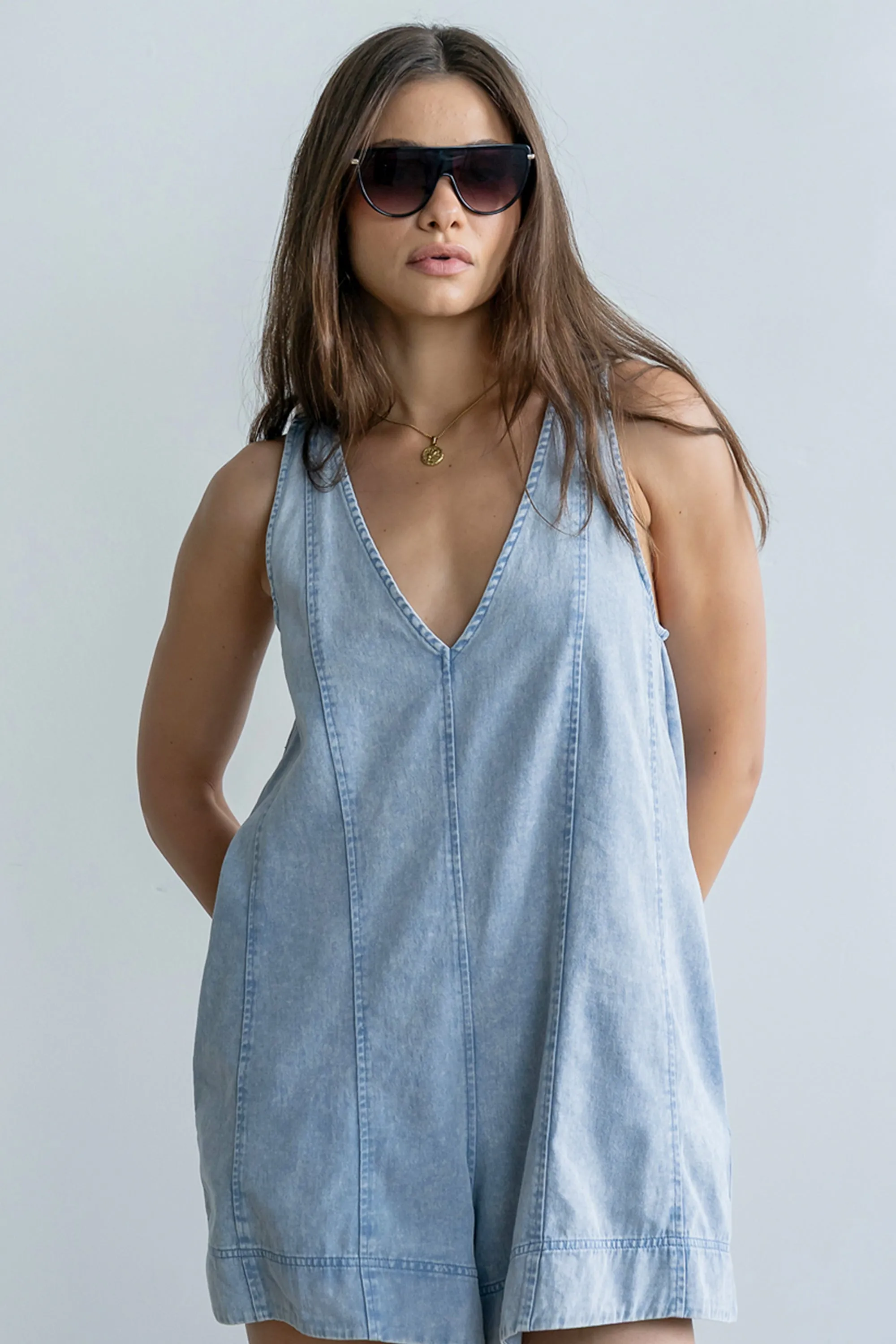 Trina Denim Romper sold by bohme product image thumbnail 2