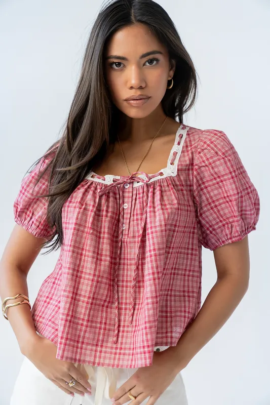 Briana Plaid Blouse made by bohme