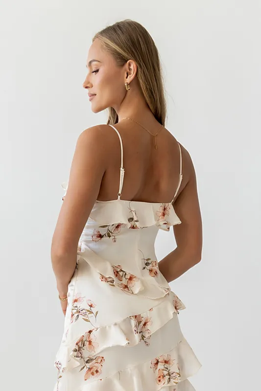 Kyler Ruffle Floral Maxi Dress made by bohme