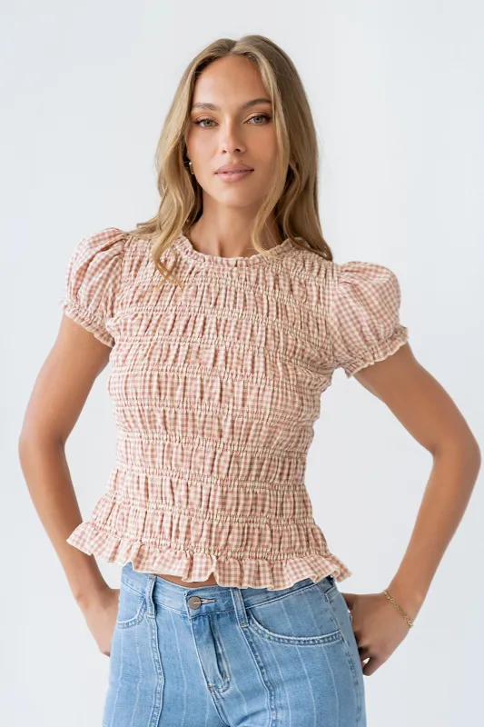 Ruth Smocked Top in Pink made by bohme